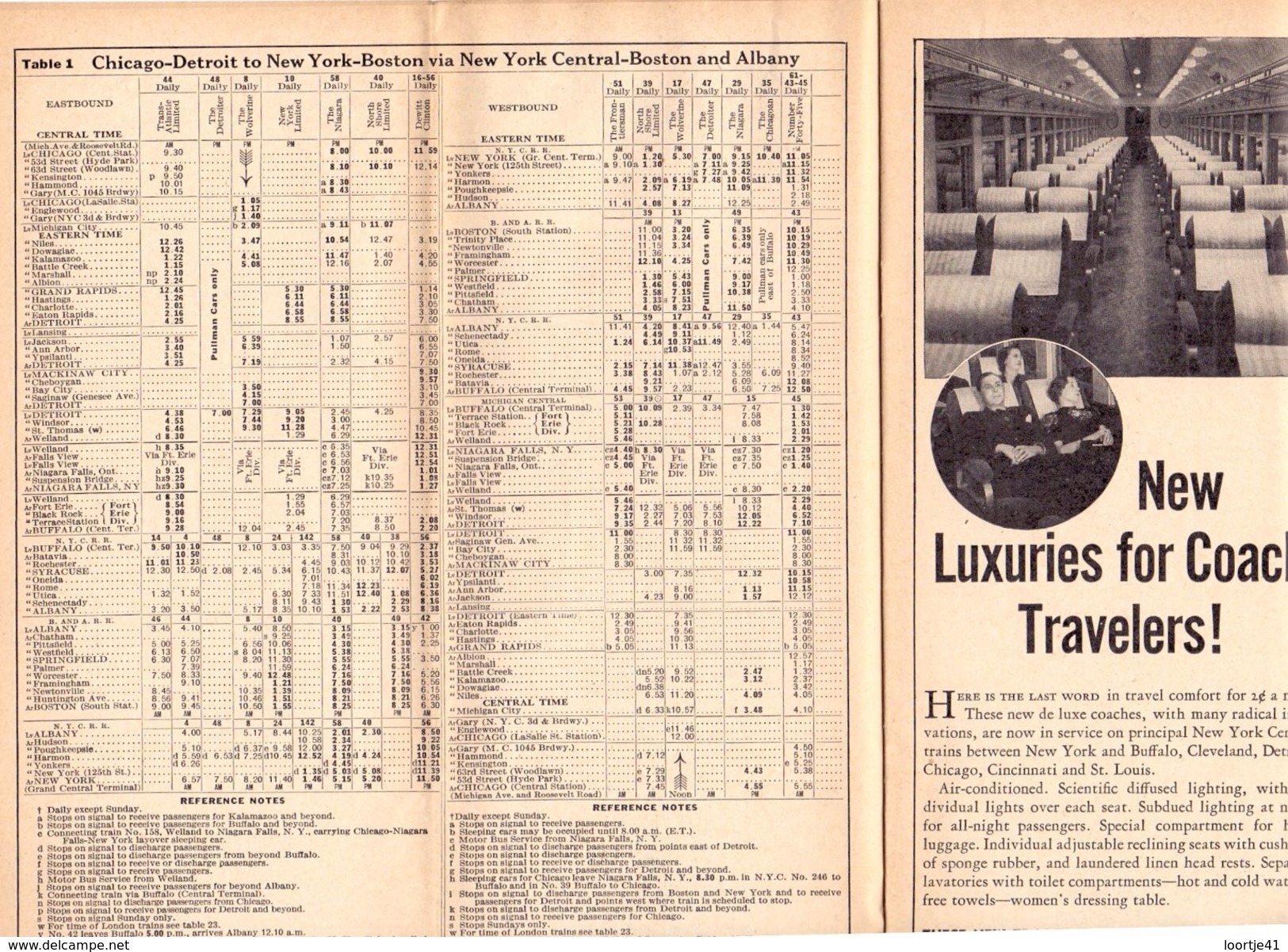 Toerisme Tourisme Michigan Central - Time Tables April 1938 - Trains New York Central System - Dienstregeling Treinen - Monde