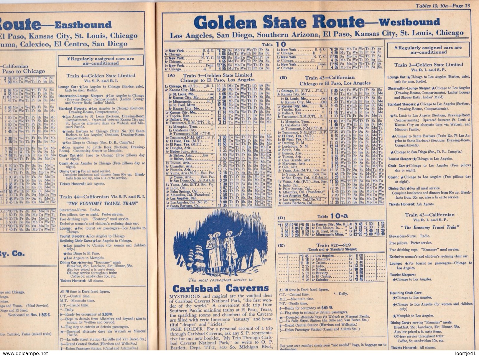 Toerisme Tourisme - Time Tables Feb March 1938 - Southern Pacific Lines - Dienstregeling Treinen - World