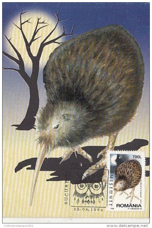 65522- KIWI, BIRD, MAXIMUM CARD, OBLIT FDC, 1998, ROMANIA - Kiwis