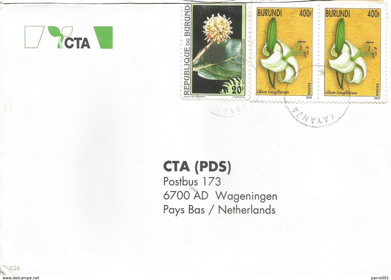 Burundi 2003 Kayanza Lily 400f Cover - Gebruikt