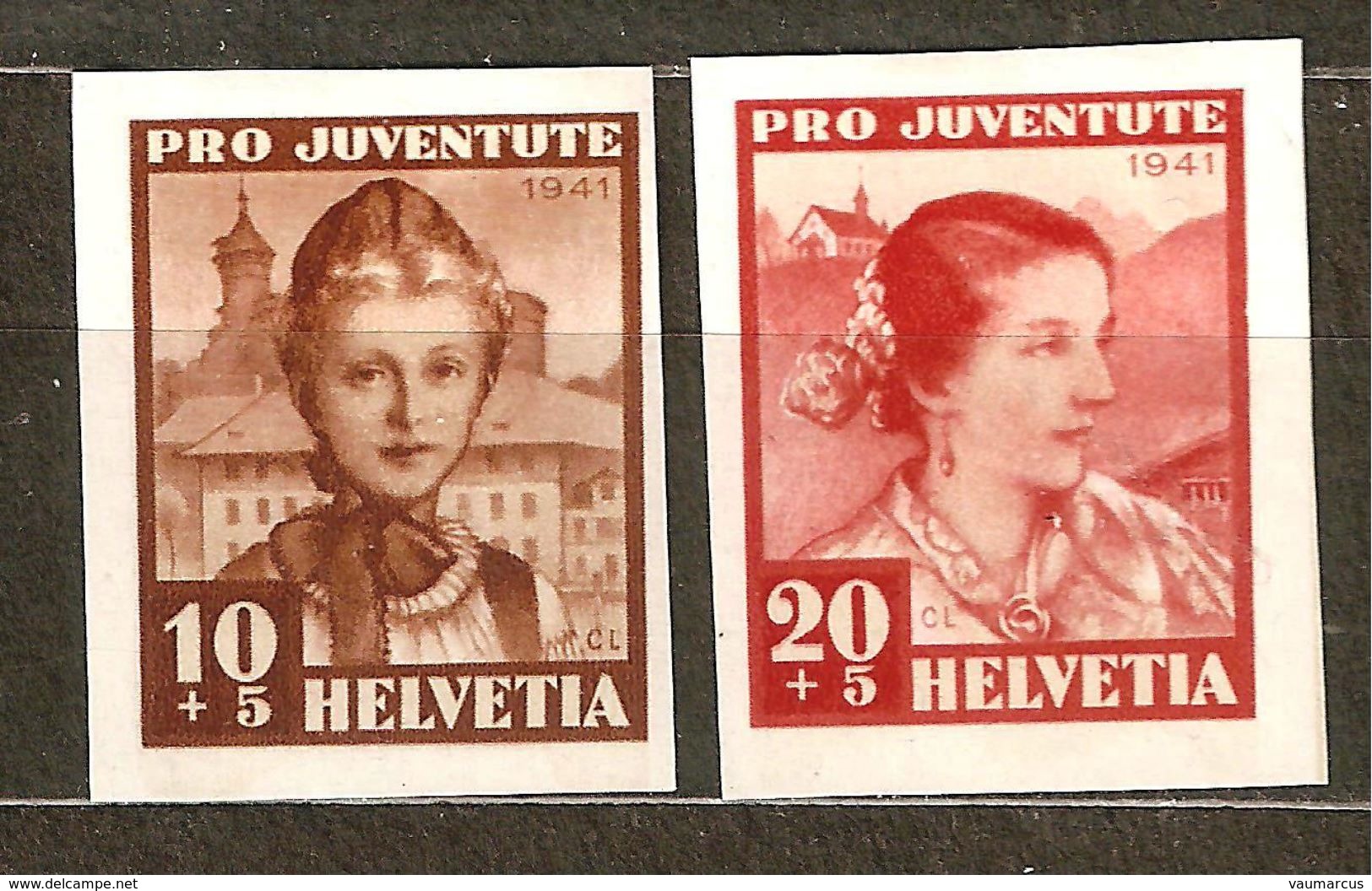 Zu J  98I+99I PRO JUVENTUTE 1941 */MH Découpés Du BF SBK ** 120,- à 10 % - Unused Stamps