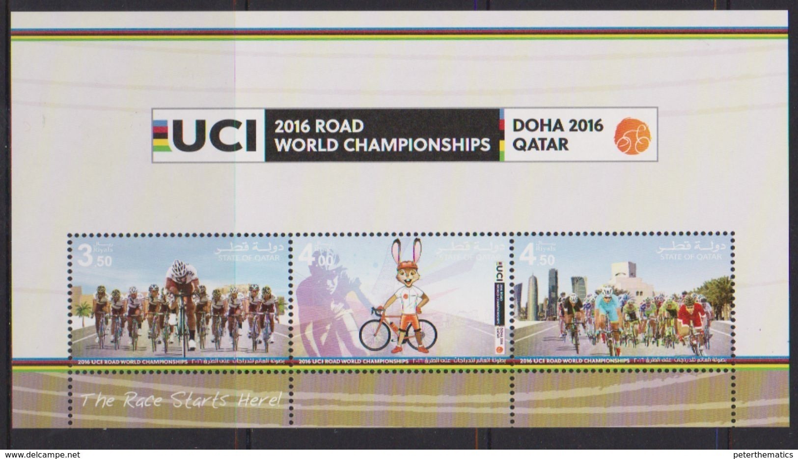 QATAR , 2016, MNH,CYCLING, 2016 ROAD WORLD CHAMPIONSHIPS, SHEETLET - Cycling