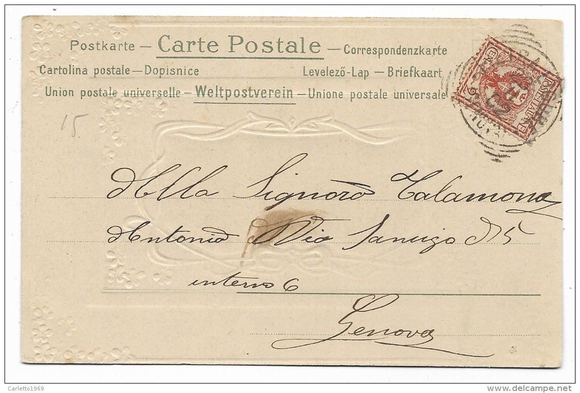 AUGURALE PAESAGGIO IN RIQUADRO IN RILIEVO 1902  VIAGGIATA  FP - Sonstige & Ohne Zuordnung