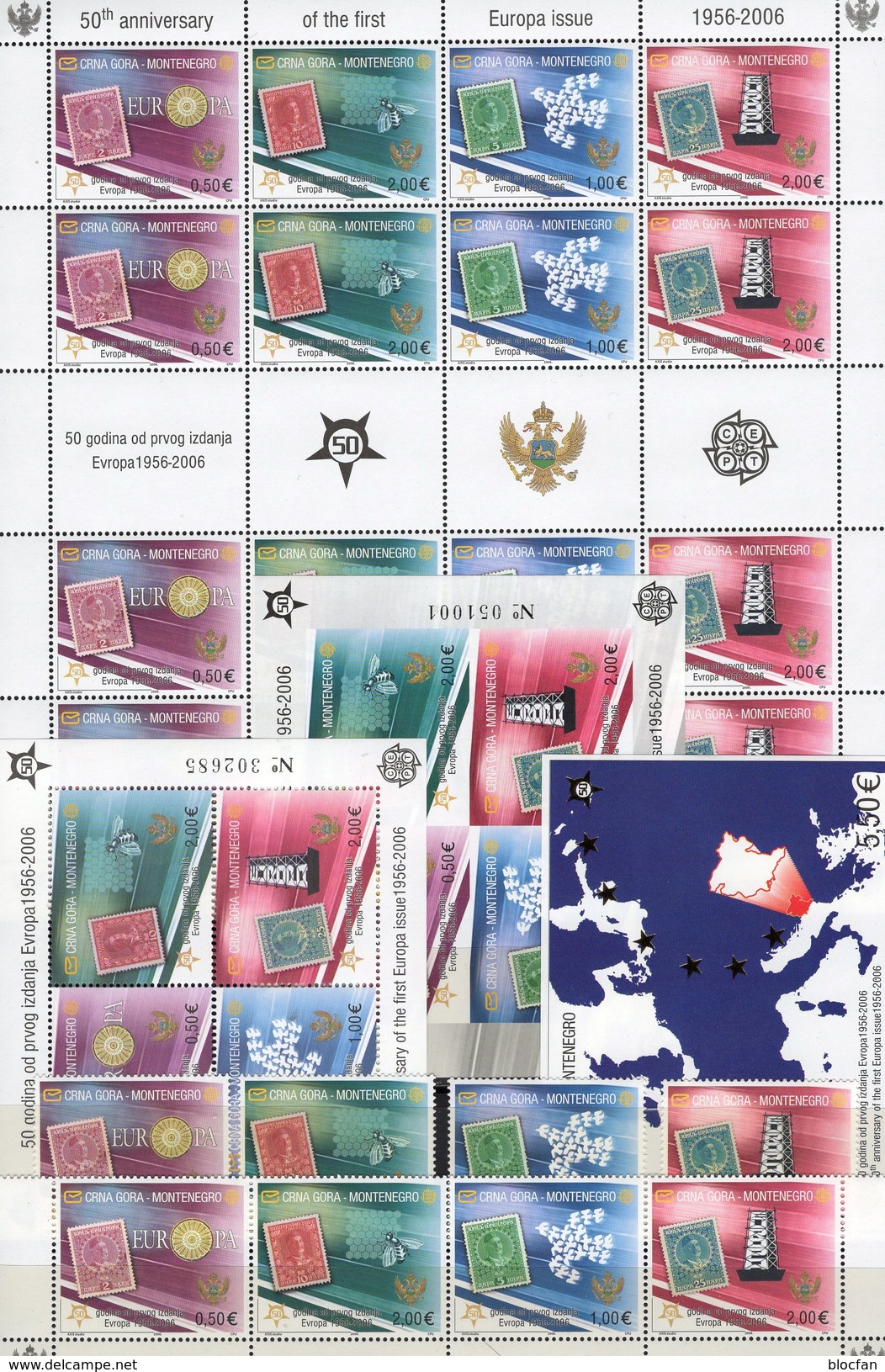 Komplett EUROPA 2006 Montenegro 108/1,ZD,KB+Blocks 3,2A+B ** 220€ M/s Blocs History S/s Philatelic Sheetlet Bf CEPT - Sammlungen