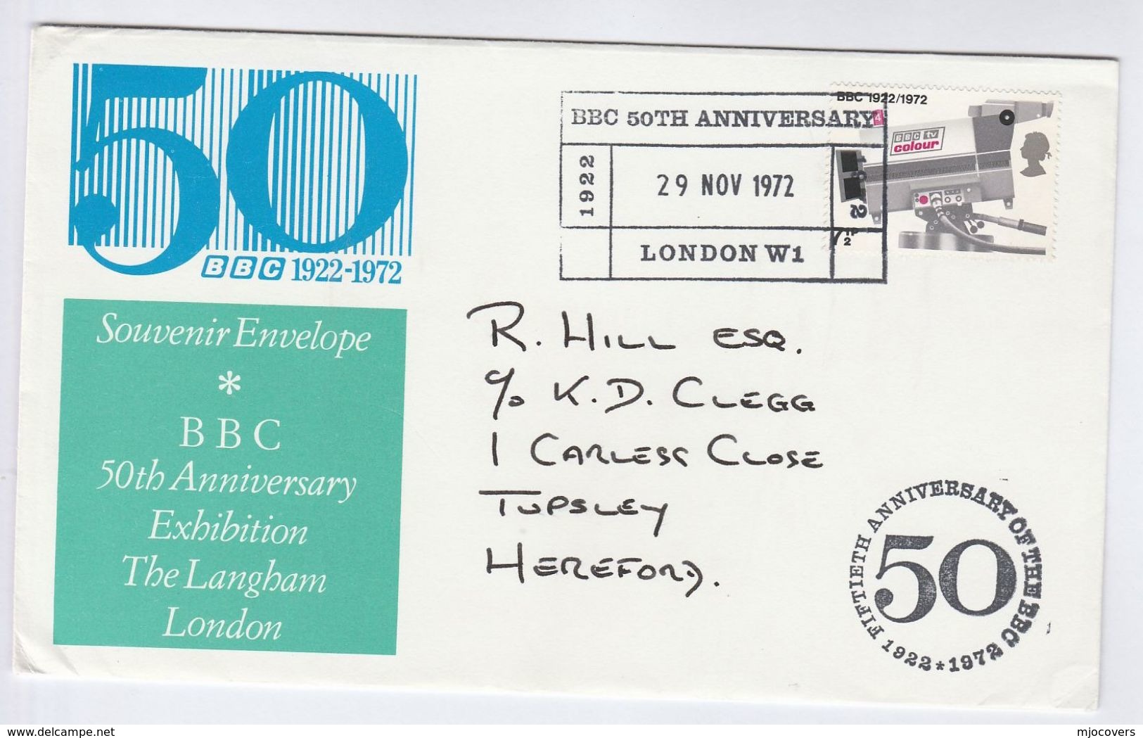 1972 BBC 50th Anniv EXHIBITION EVENT AT LANGHAM COVER Broadcasting Television Tv Camera Stamps Gb Radio - Telecom