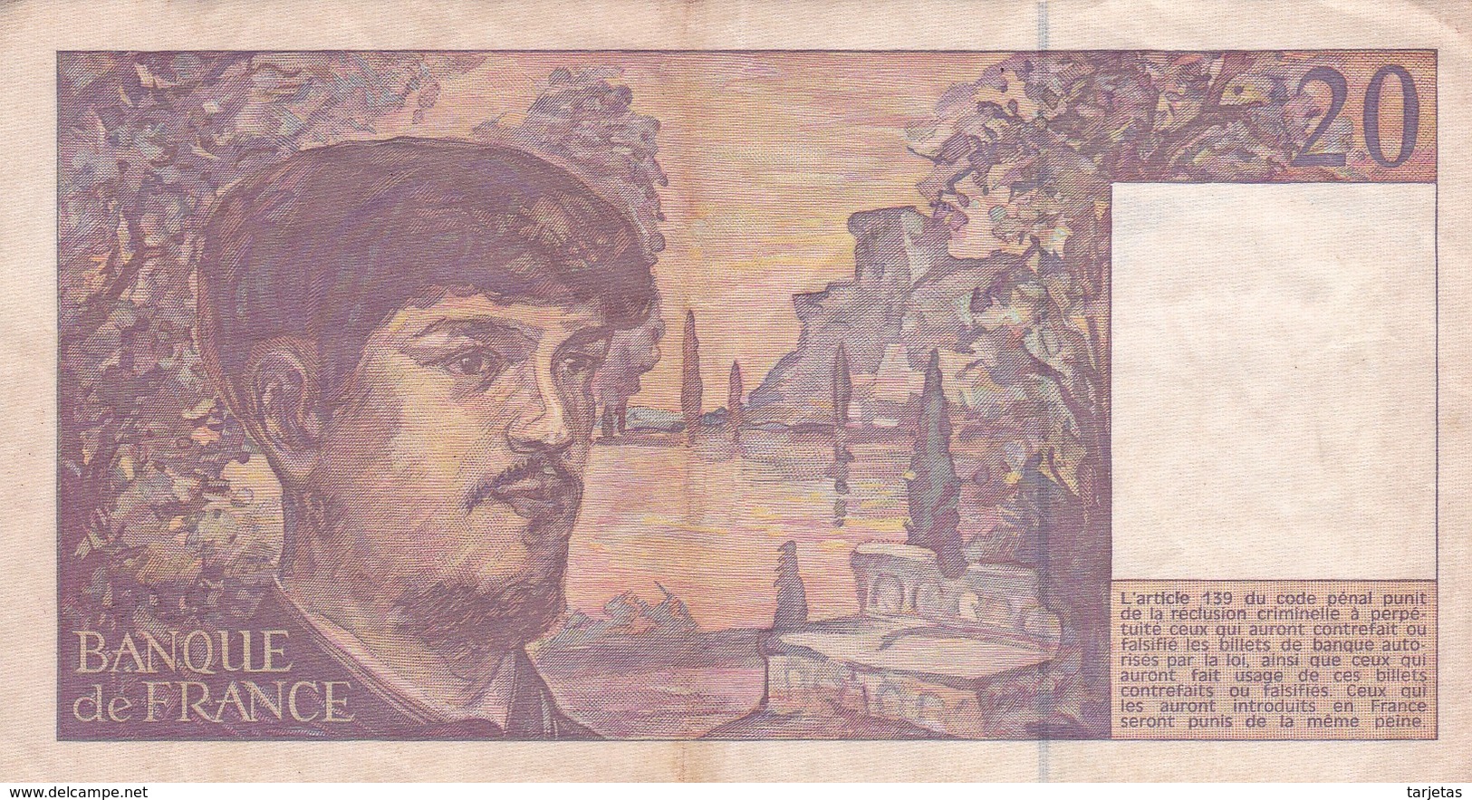 BILLETE DE FRANCIA DE 20 FRANCS DEL AÑO 1993 SERIE B.039 (BANKNOTE) CLAUDE DEBUSSY - 20 F 1980-1997 ''Debussy''