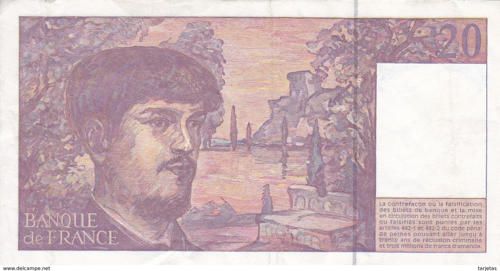 BILLETE DE FRANCIA DE 20 FRANCS DEL AÑO 1995 SERIE M.047 (BANKNOTE) CLAUDE DEBUSSY - 20 F 1980-1997 ''Debussy''