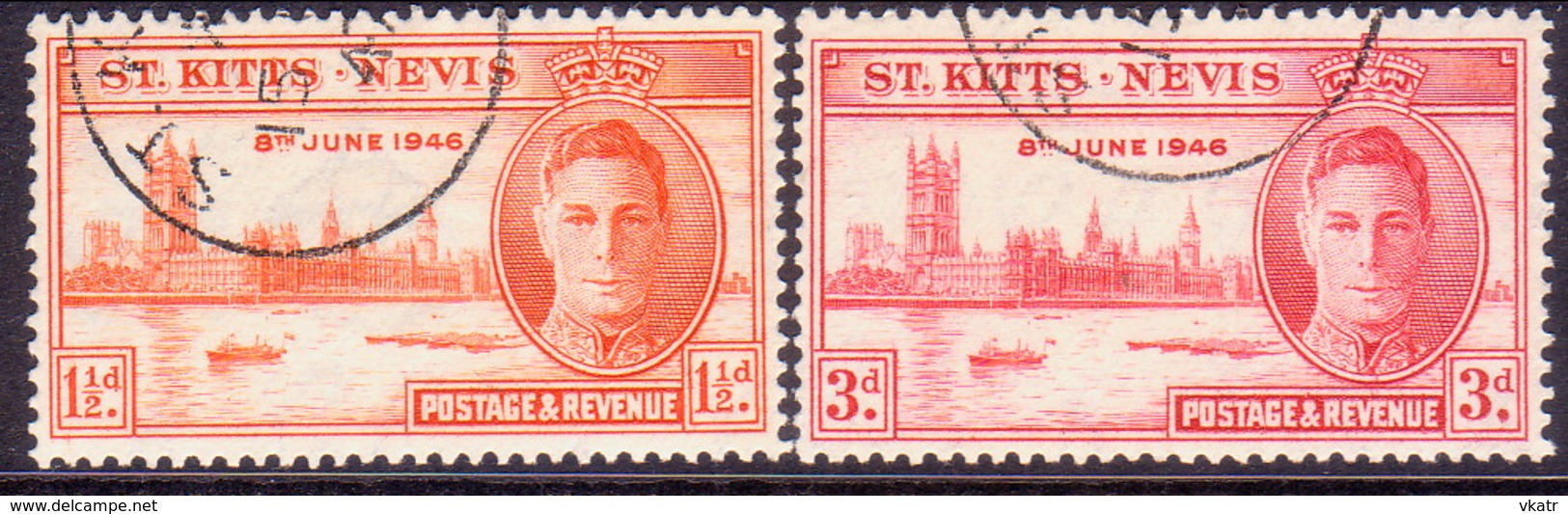 ST KITTS_NEVIS 1946 SG #78-79 Compl.set Used Victory - St.Christopher, Nevis En Anguilla (...-1980)