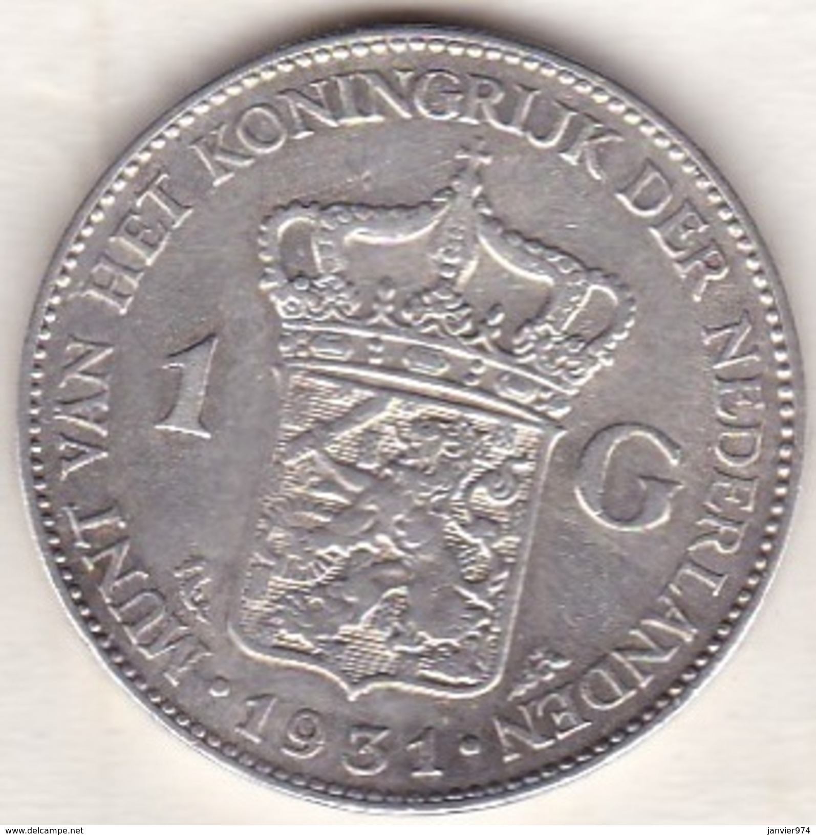 PAYS-BAS . 1 GULDEN 1931 . WILHELMINA .ARGENT - 1 Gulden