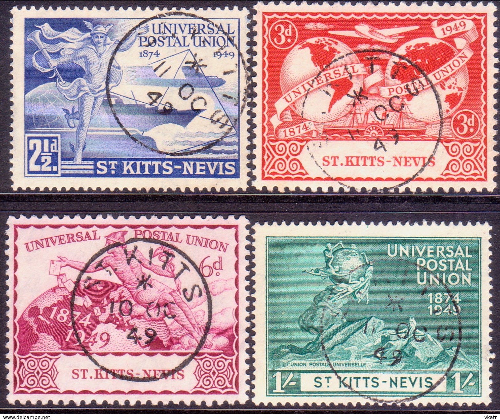 ST KITTS_NEVIS 1949 SG #82-85 Compl.set Used UPU - St.Christopher-Nevis-Anguilla (...-1980)