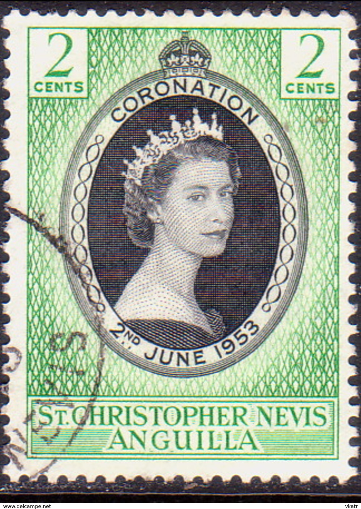 ST KITTS_NEVIS 1953 SG #106 2c Used Coronation - St.Christopher-Nevis-Anguilla (...-1980)