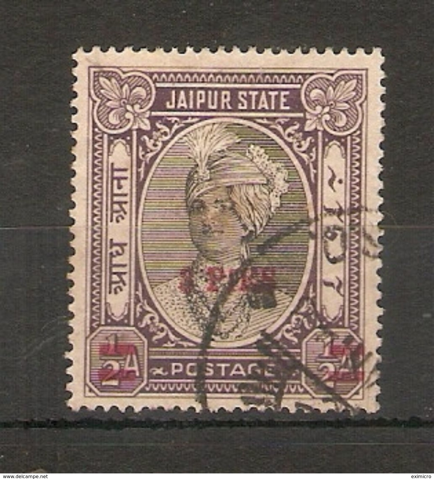 INDIA - JAIPUR 1947 3p On ½a SG 71 FINE USED Cat £38 - Jaipur