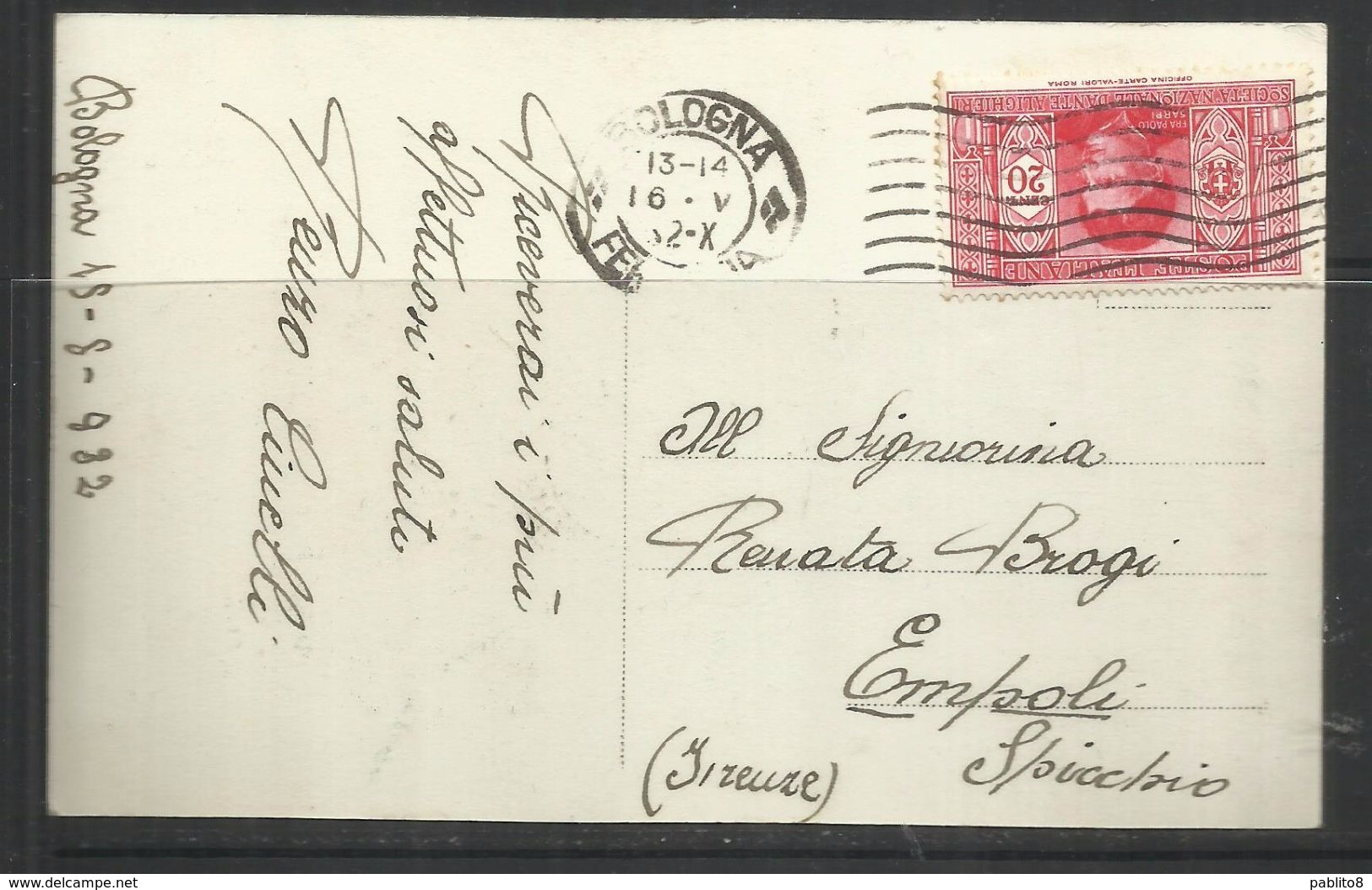 ITALIA REGNO ITALY KINGDOM 16 5 1932 SERIE ROMANTICA CENT 20 SOCIETA' DANTE ALIGHIERI CARTOLINA POST CARD - Photographs
