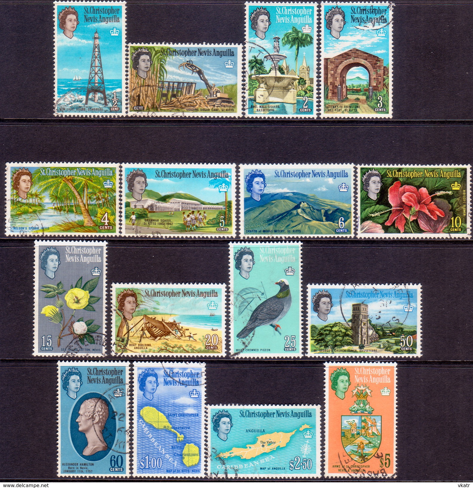 ST KITTS_NEVIS 1963 SG #129-44 Compl.set Used - St.Christopher-Nevis-Anguilla (...-1980)