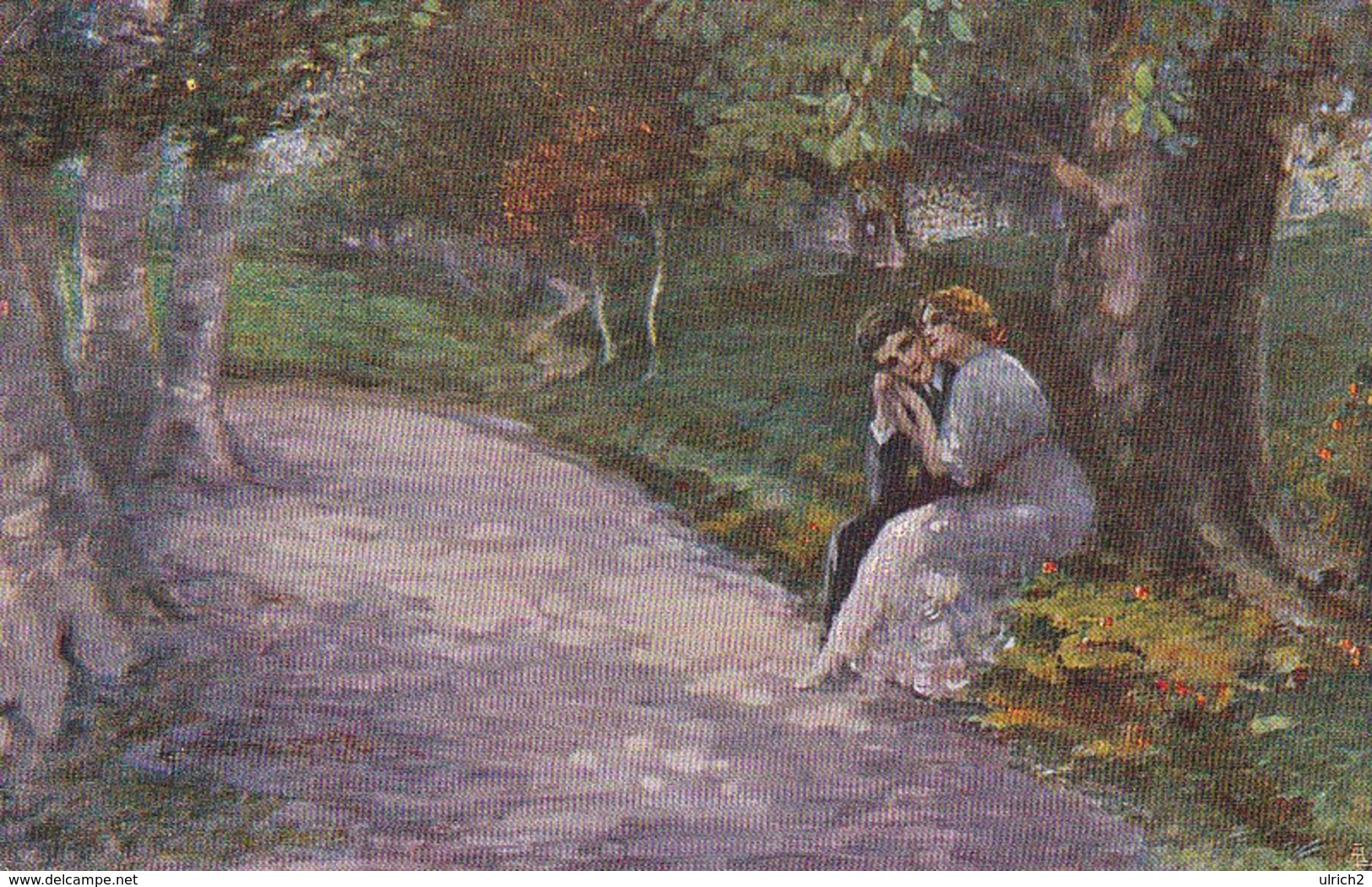 AK Künstlerkarte - Liebespaar Im Park - Ca. 1920 (30681) - Couples