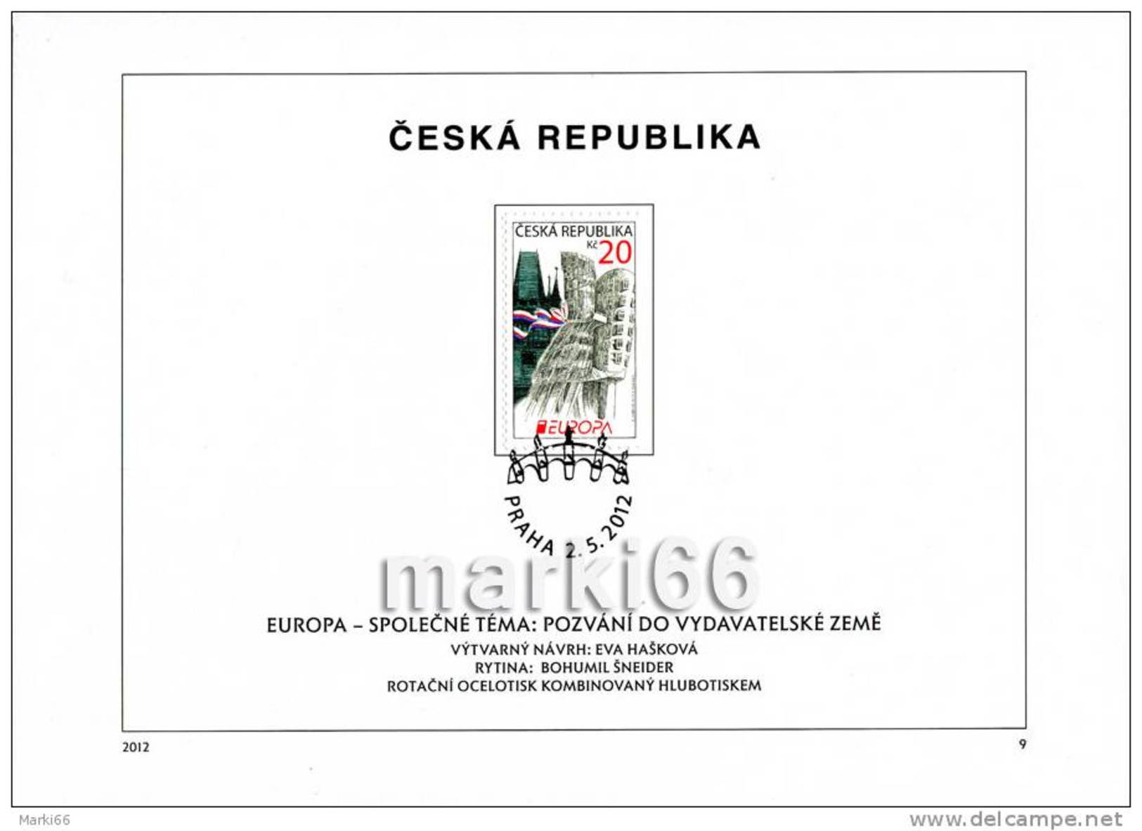 Czech Republic - 2012 - Europa CEPT, Visit Czech Republic - First Day Sheet (FDS) - Cartas & Documentos