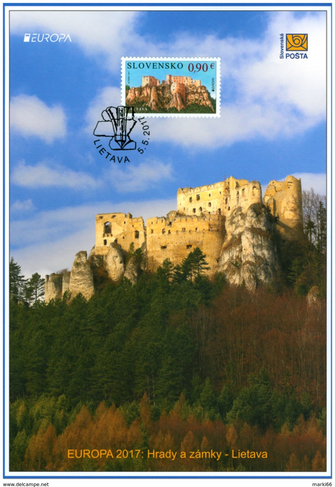 Slovakia - 2017 - Europa CEPT - Castles And Palaces - Lietava - Collector Sheet - Storia Postale