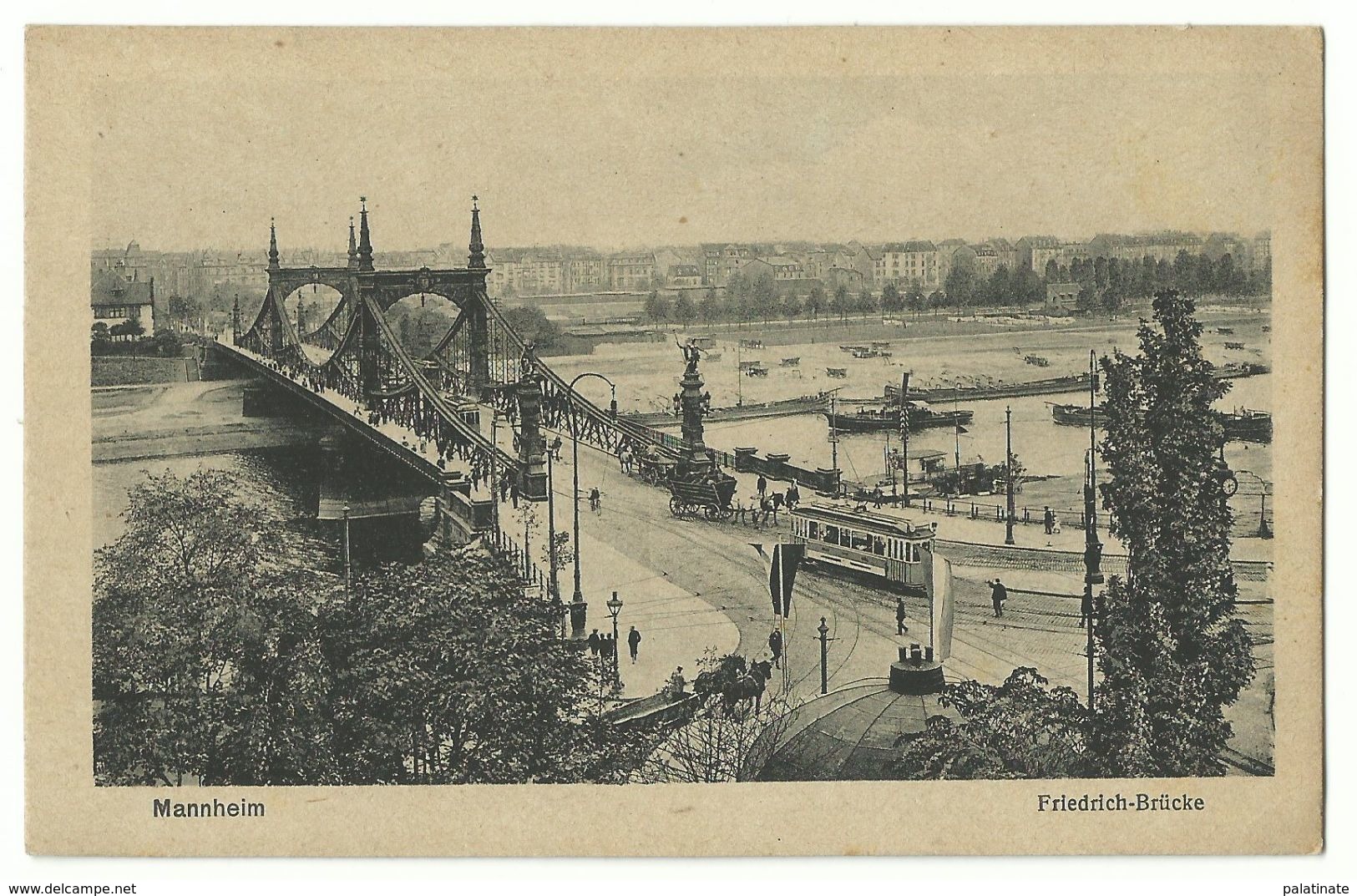 Mannheim Friedrichbrücke Mit Strassenbahn Um 1920 - Mannheim