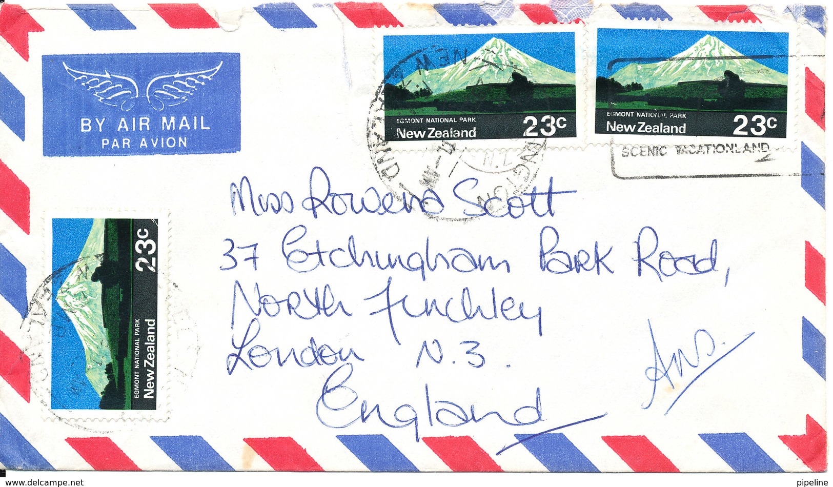 New Zealand Air Mail Cover Sent To England (the Cover Is Damaged At The Top) - Poste Aérienne