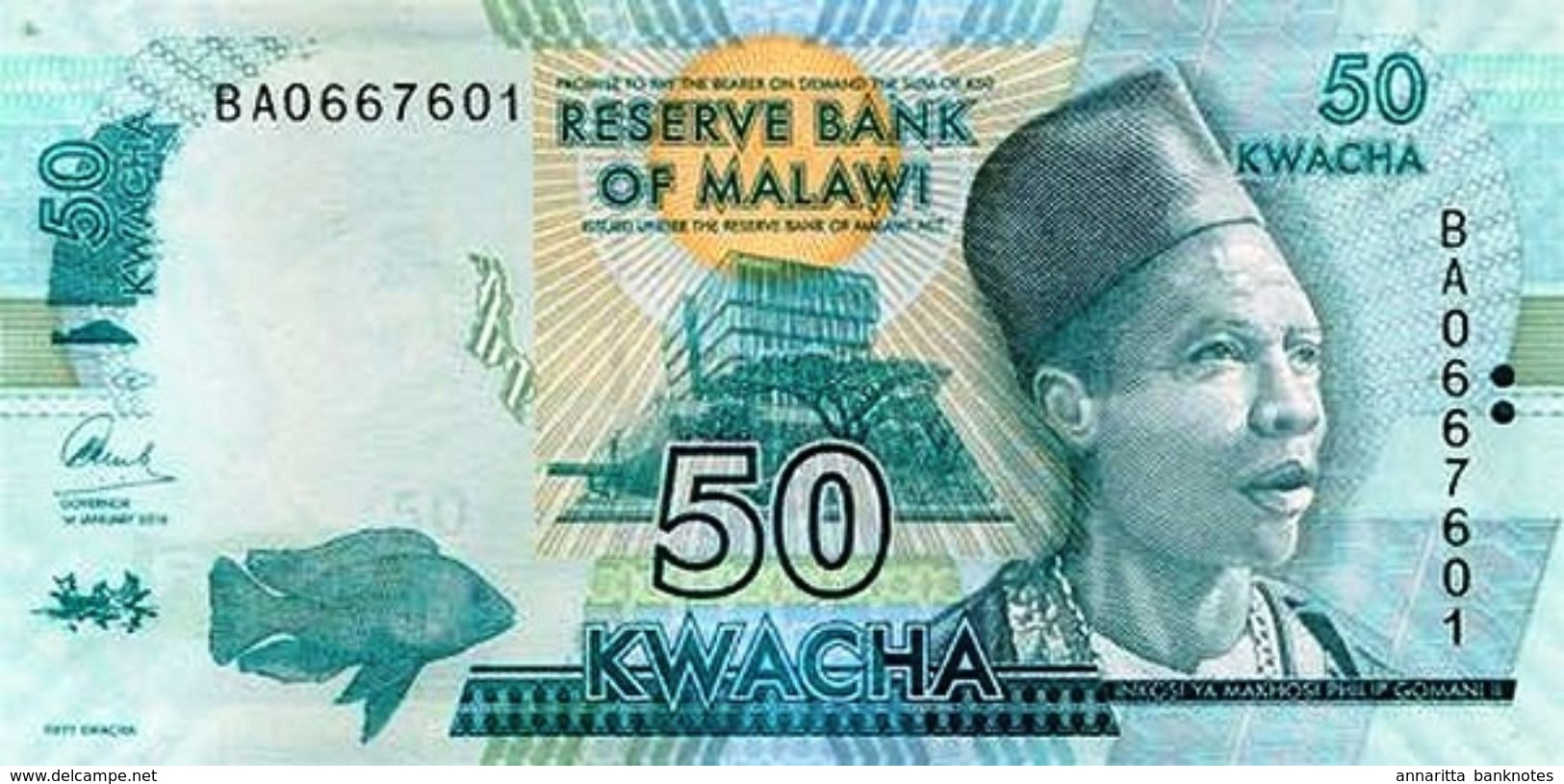 MALAWI 50 KWACHA 2016 P-64c UNC [MW157c] - Malawi