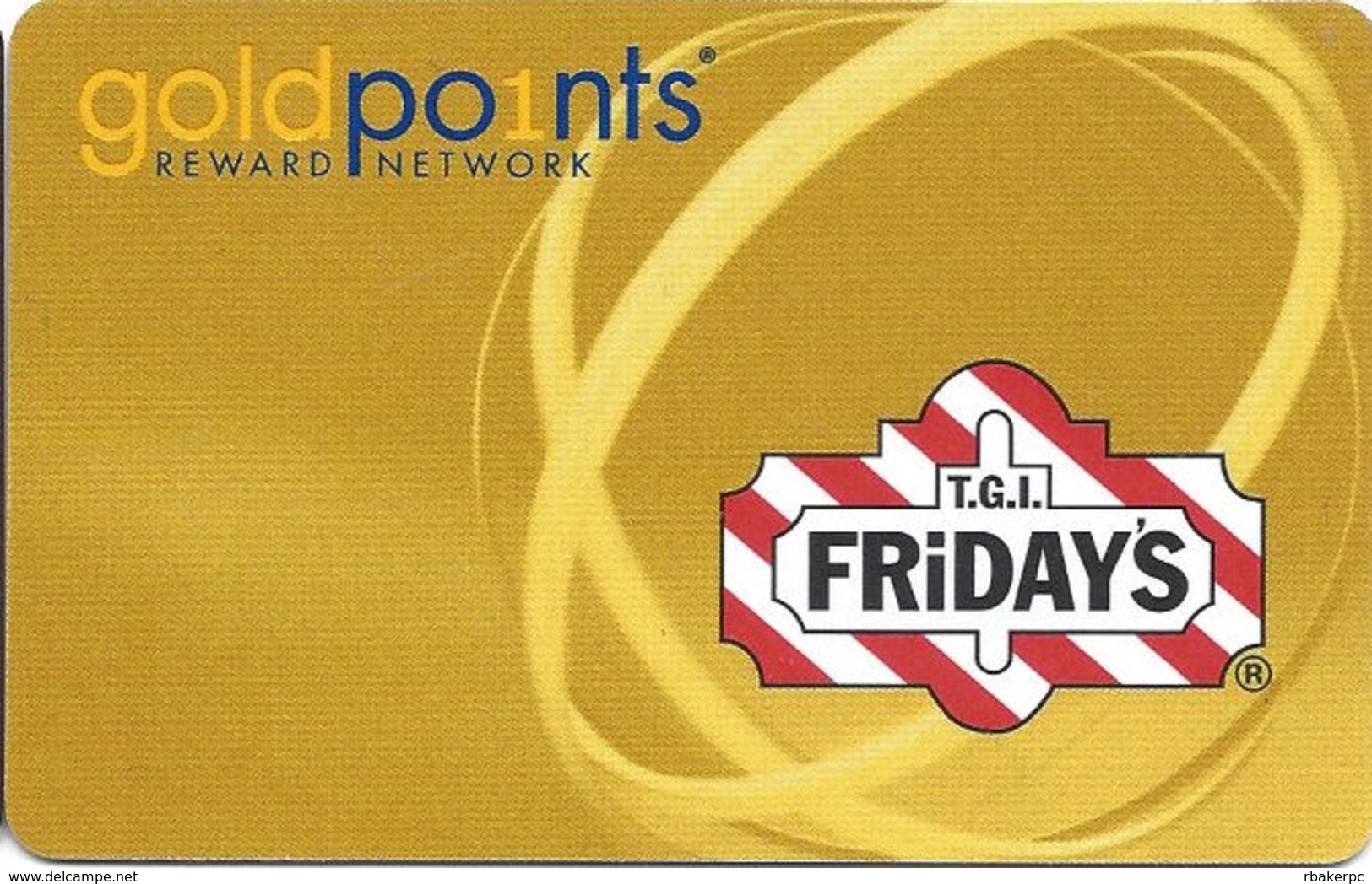 T.G.I. Friday's Gold Points Reward Network Card - Customer Loyalty Card - Gift Cards