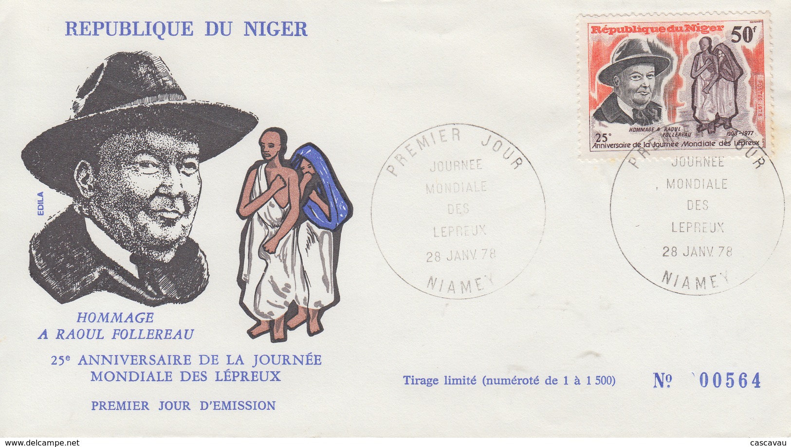Enveloppe  FDC  1er  Jour  NIGER     FOLLEREAU    Journée  Mondiale  Des  Lépreux  1978 - Disease