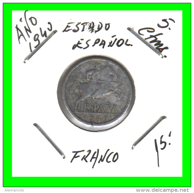 ESPAÑA  MONEDA DE 5 CENTIMOS .  ALUMINIO  AÑO  1940 - 5 Céntimos