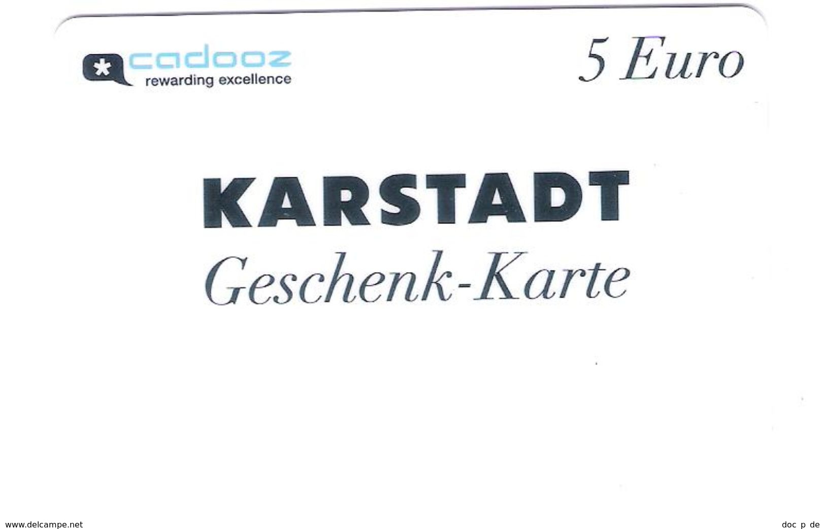 Germany - Karstadt - Cadooz 5 Euro  - Geschenkgutschein - Giftcard - Gift Card - Gutschein Card - RAR !! - Gift Cards