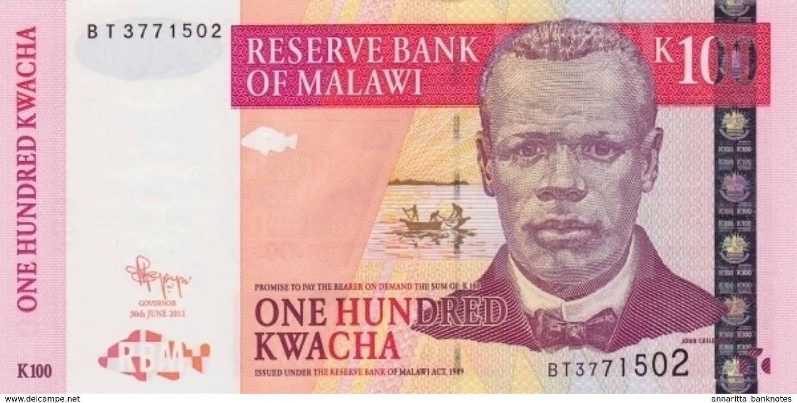 MALAWI 100 KWACHA 2011 P-54e UNC [MW145f] - Malawi