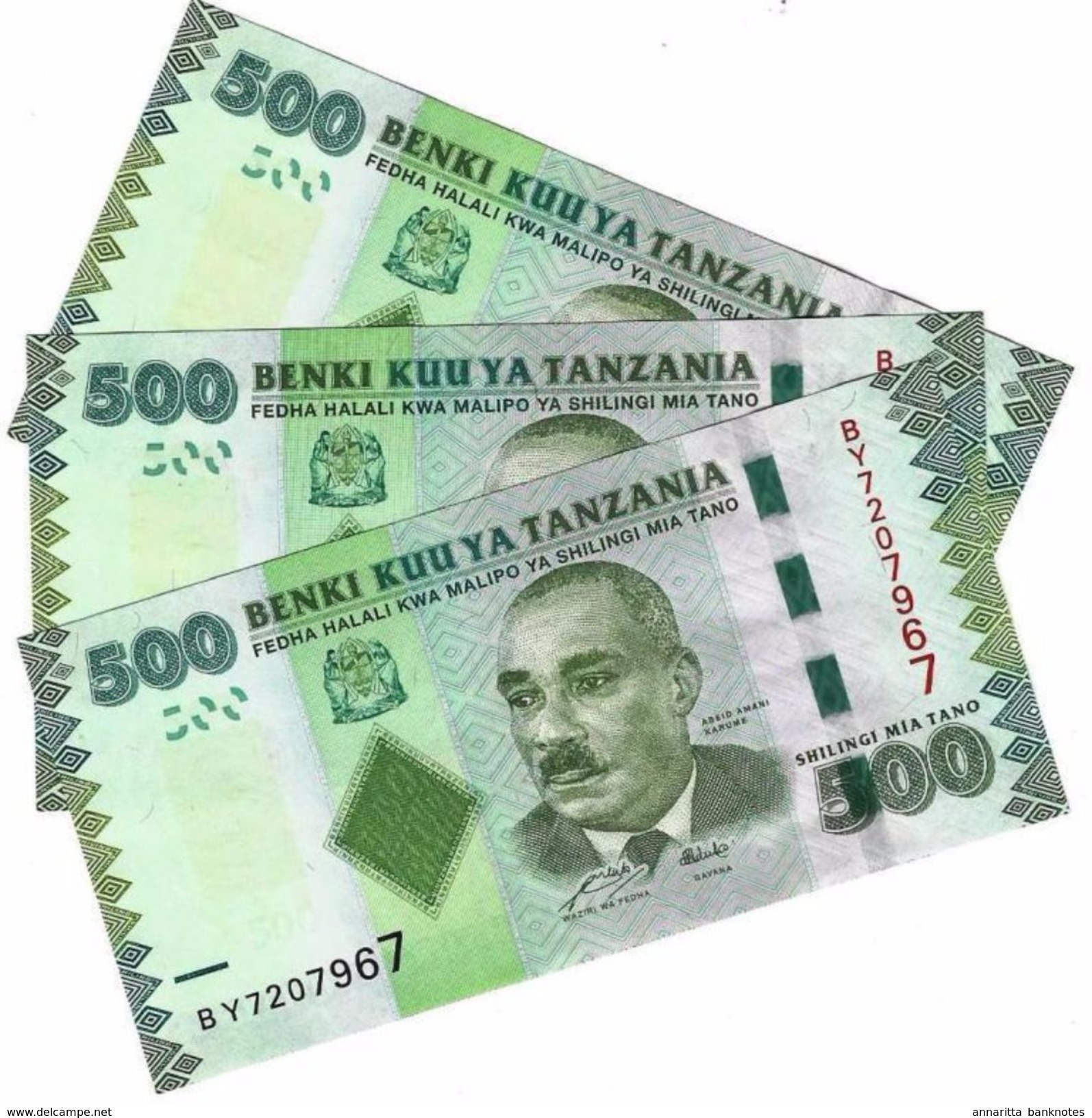 TANZANIA 500 SHILLINGS ND (2011) P-40a UNC 3 PCS [TZ139a] - Tansania