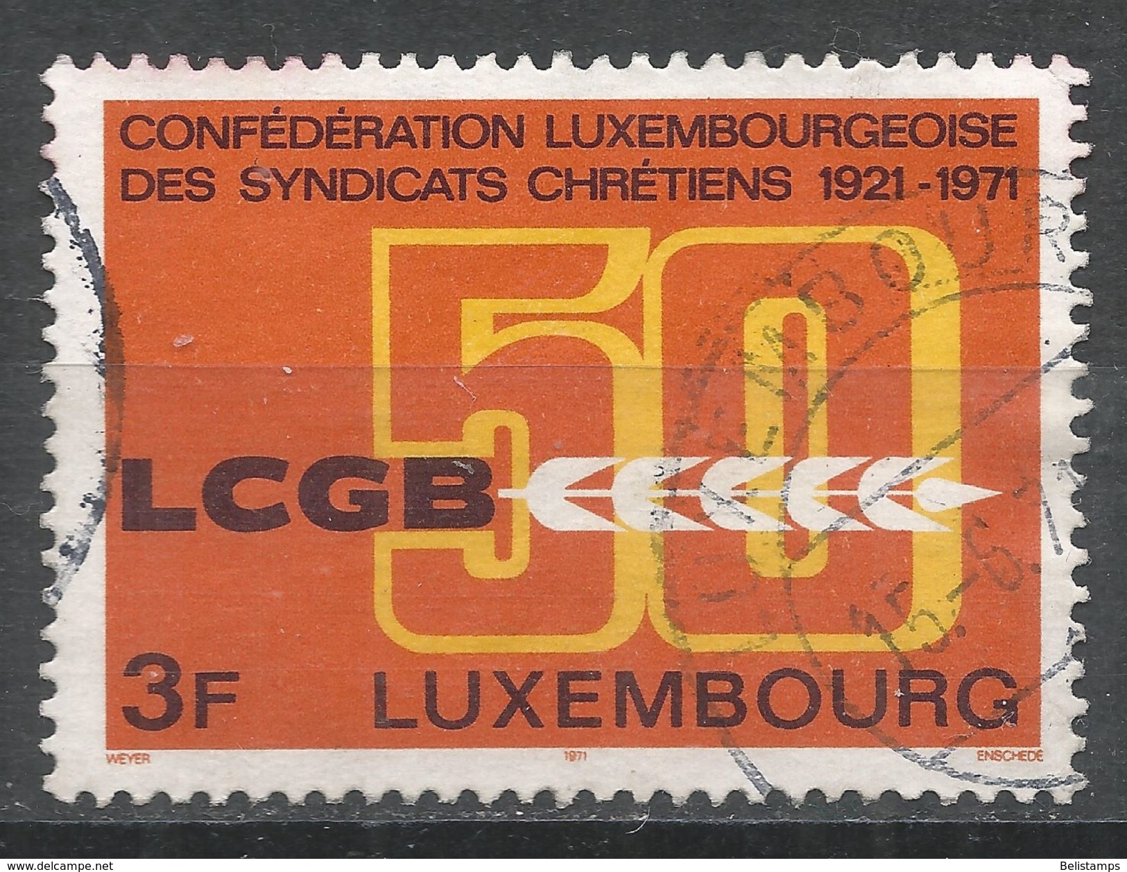 Luxembourg 1971. Scott #502 (U) Christian Workers Union - Oblitérés