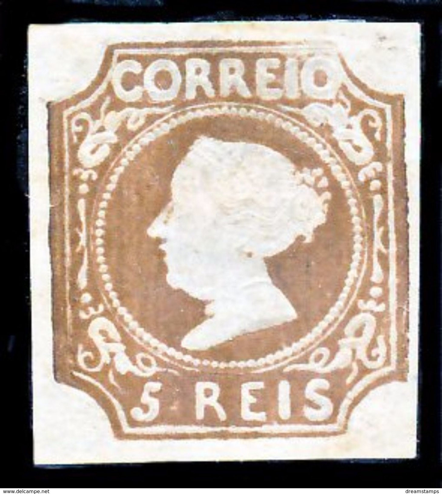 !										■■■■■ds■■ Portugal 1863 REPRINTS AF#1 Queen Maria 5 Réis (x7475) - Proofs & Reprints