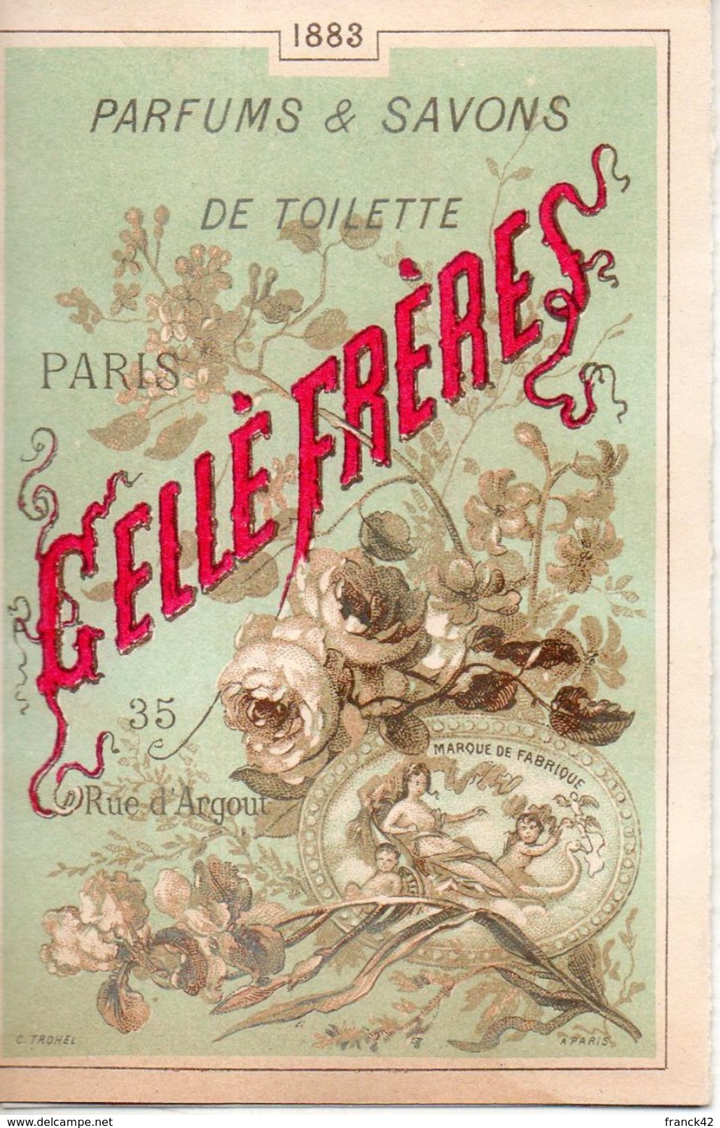 Calendrier Petit Format. 1883. Parfums Et Savons De Toilette Gelle Freres - Small : ...-1900