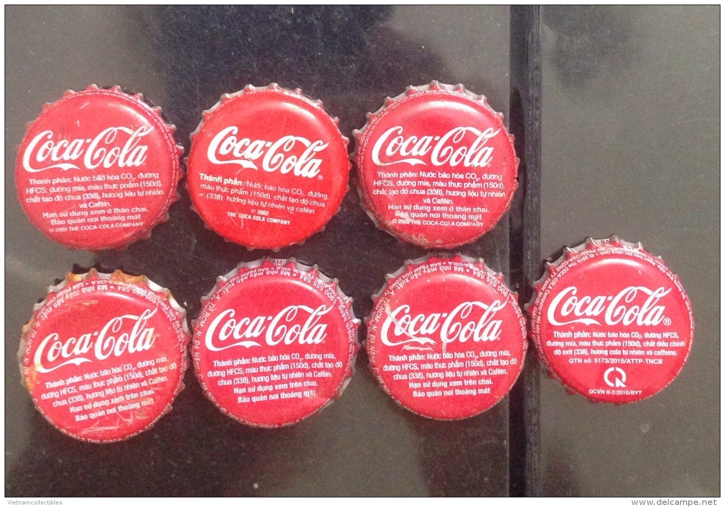 Lot Of 7 Different Vietnam Viet Nam Coca Coke Crown Cap / Kronkorken / Chapa / Tappi / Capsule - Casquettes