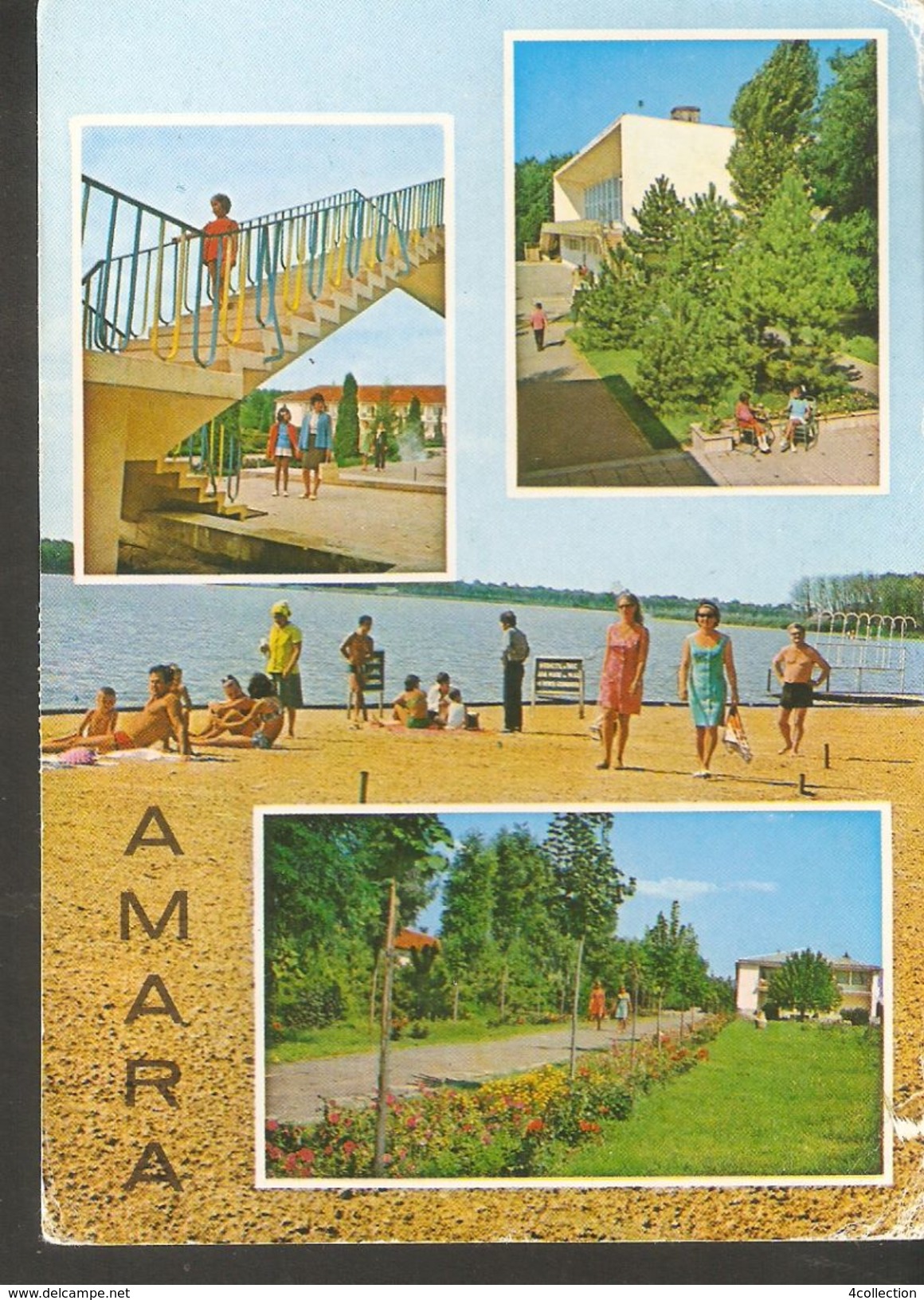 K2. Romania AMARA Resort Hotel Sanatorium Beach People Turist Children Posted Postcard - Roemenië