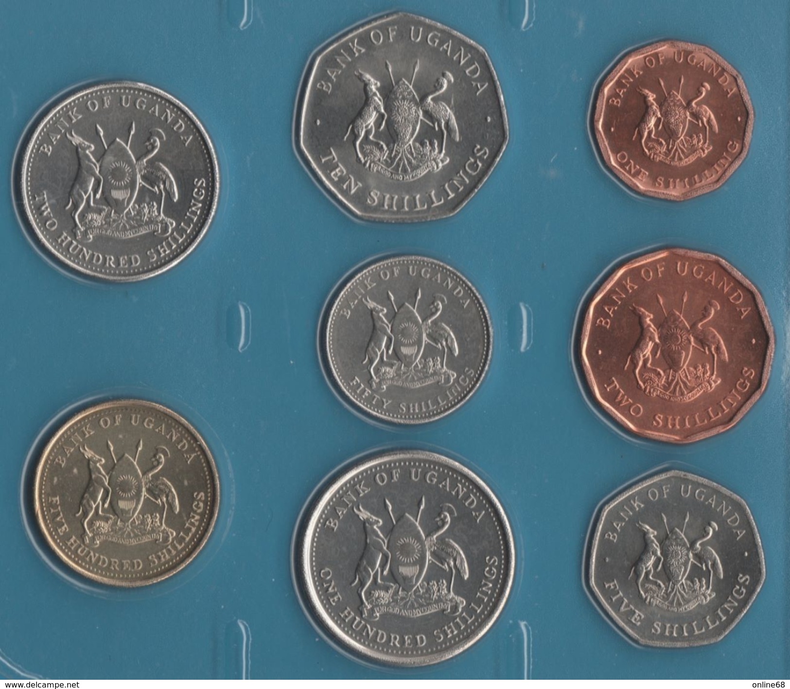 UGANDA COIN SET 8 MONNAIES 1 SHILLING  - 500 SHILLING  1987 - 2008 ANIMALS - Ouganda