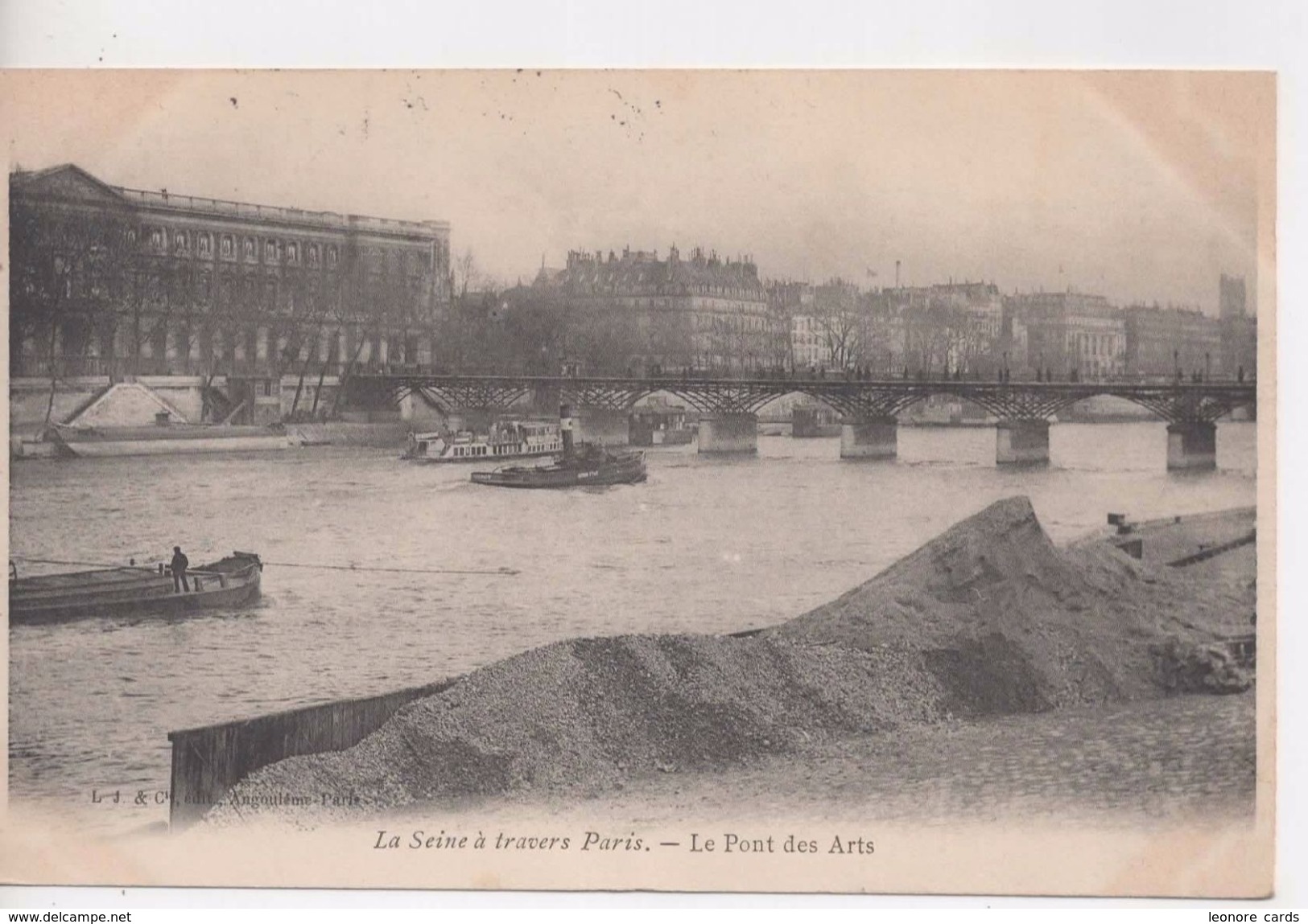 Cpa.75.La Seine à Travers Paris.1905. Pont Des Arts.animé Bateaux - Ponts