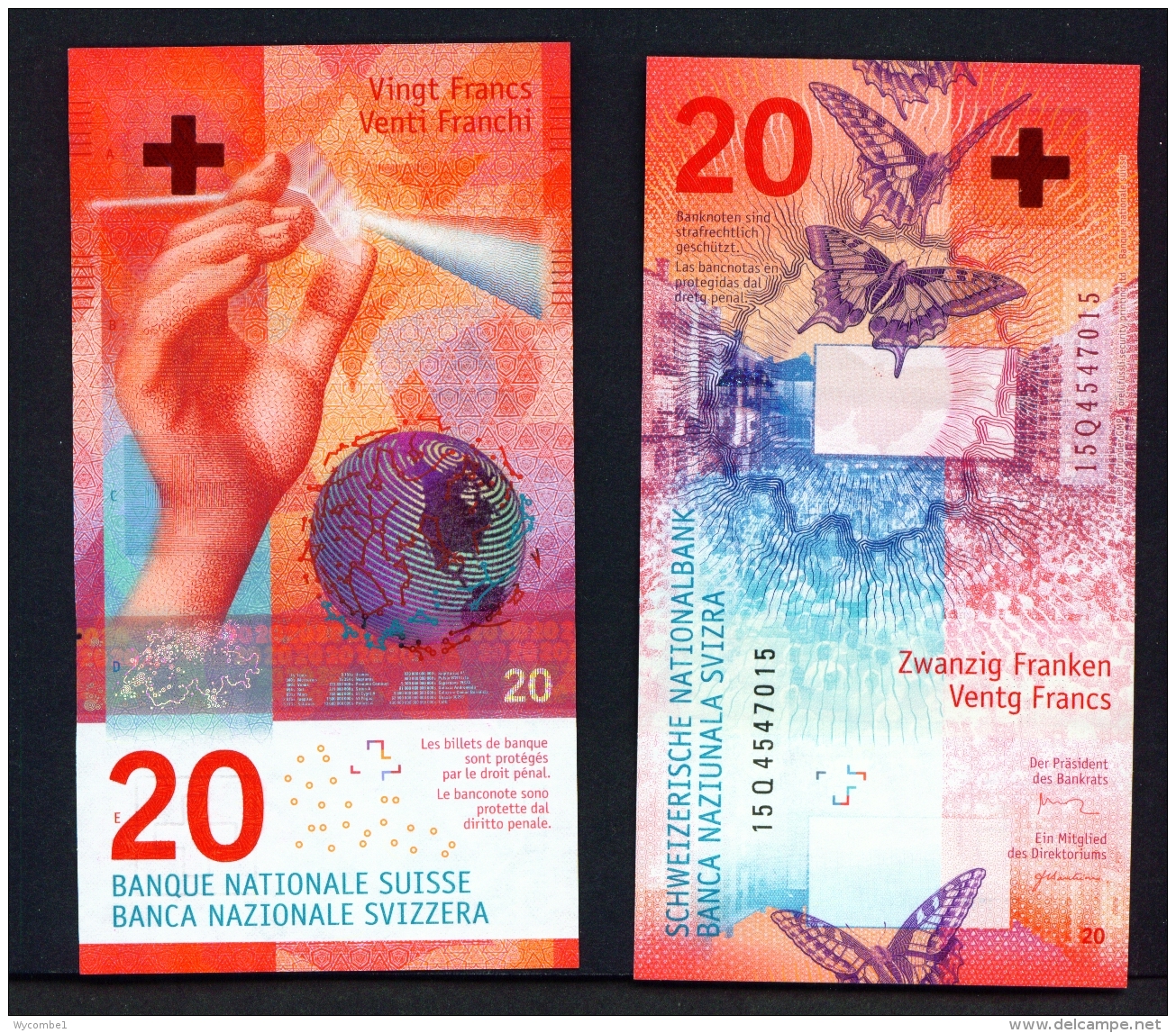 SWITZERLAND  -  2015  20 Francs  Studer And Danthine Signatures  UNC - Switzerland