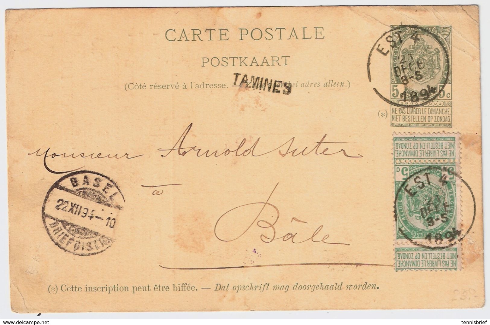 Cachet Ambulant " EST -4 ", 1894   , #8722 - Postmarks - Lines: Ambulant & Rural