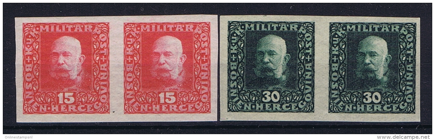 Österreichisch- Bosnien Und Herzegowina Mi. 104 A P UI + 107 A PU I Paare Postfrisch/neuf Sans Charniere /MNH/** - Neufs