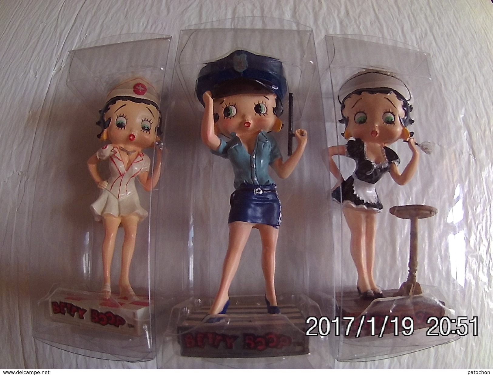 3 Figurines Betty Boop M6 Interactions Agent De Police Femme De Chambre Infirmière - Andere & Zonder Classificatie