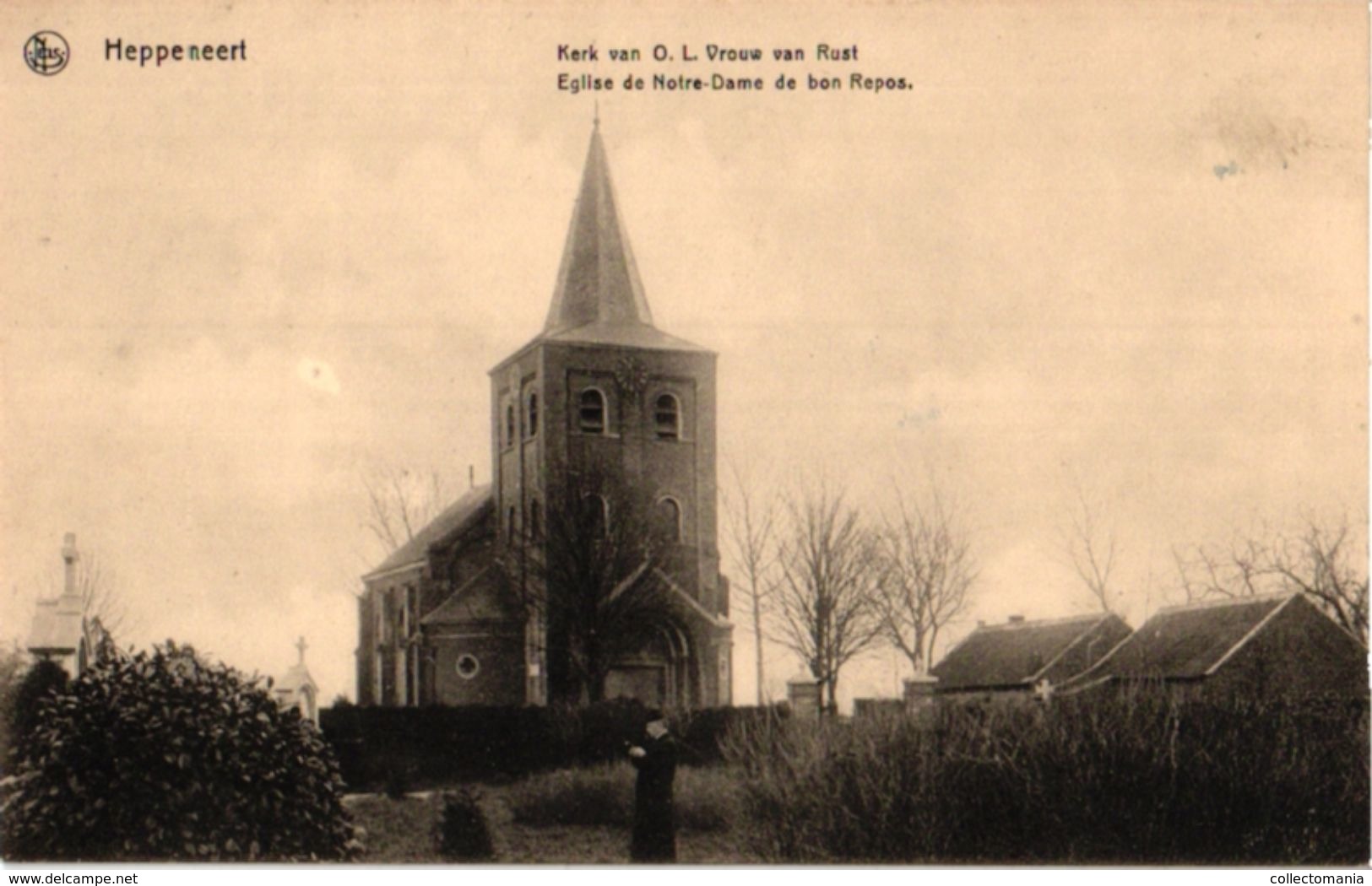 1 Postkaart En 1bidprentje Heppeneert  Pastoor En Kerk Van O.L. Van Rust -PAuS Leo XIII - Maaseik