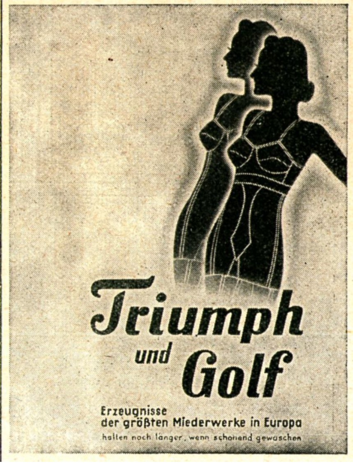 Original-Werbung/ Anzeige 1942 - TRIUMPH UND GOLF MIEDER / BH - Ca. 45 X 60 Mm - Werbung