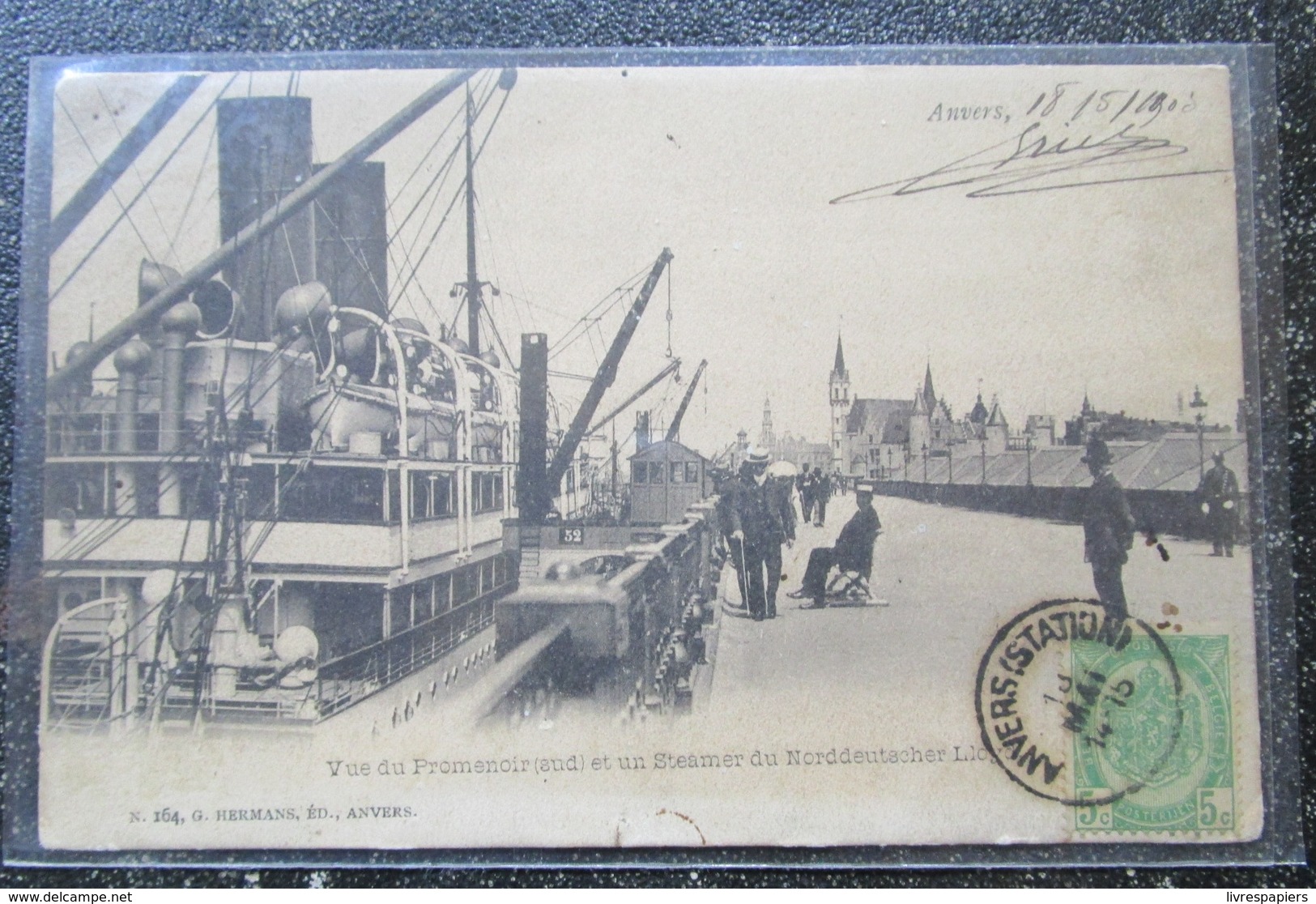 Anvers Norddeutascher  Lloyd Steamer Vue Promenoir Sud Anvers Belgique 1903 Compagnie Allemande - Autres & Non Classés