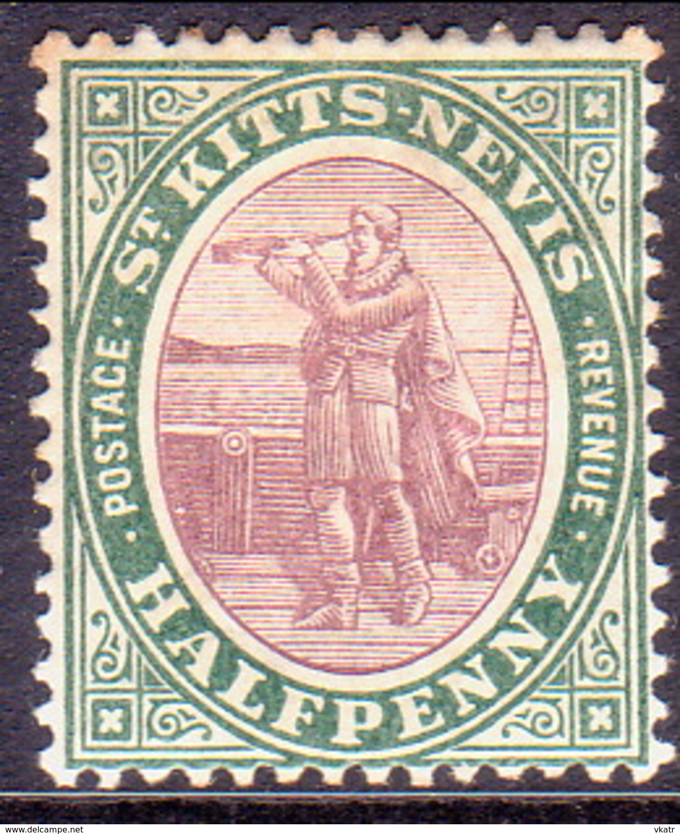 ST KITTS_NEVIS 1903 SG #1 ½d MH Wmk Crown CA - St.Christopher-Nevis-Anguilla (...-1980)