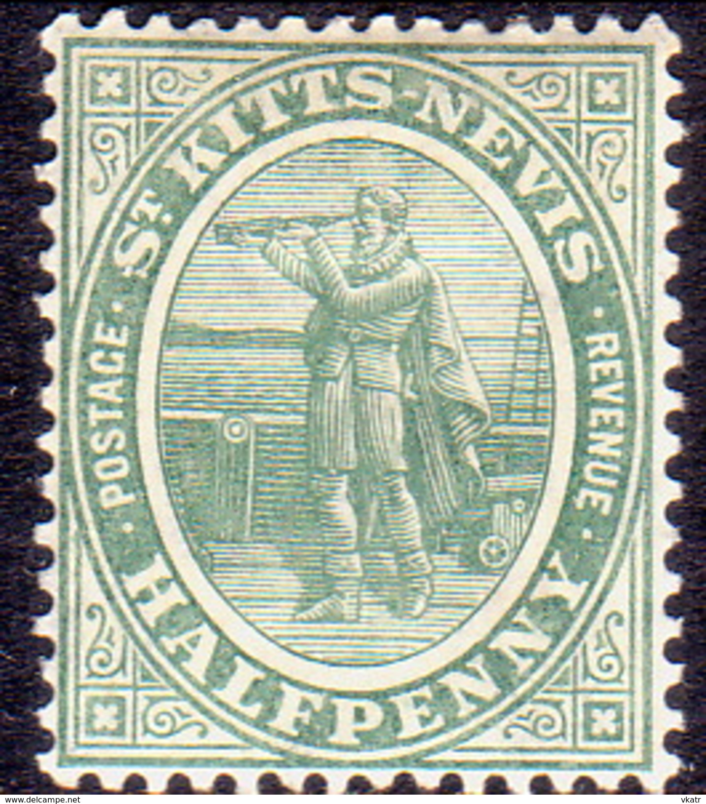ST KITTS_NEVIS 1907 SG #12 ½d MH Grey-green Wmk Mult.Crown CA - St.Christopher-Nevis-Anguilla (...-1980)