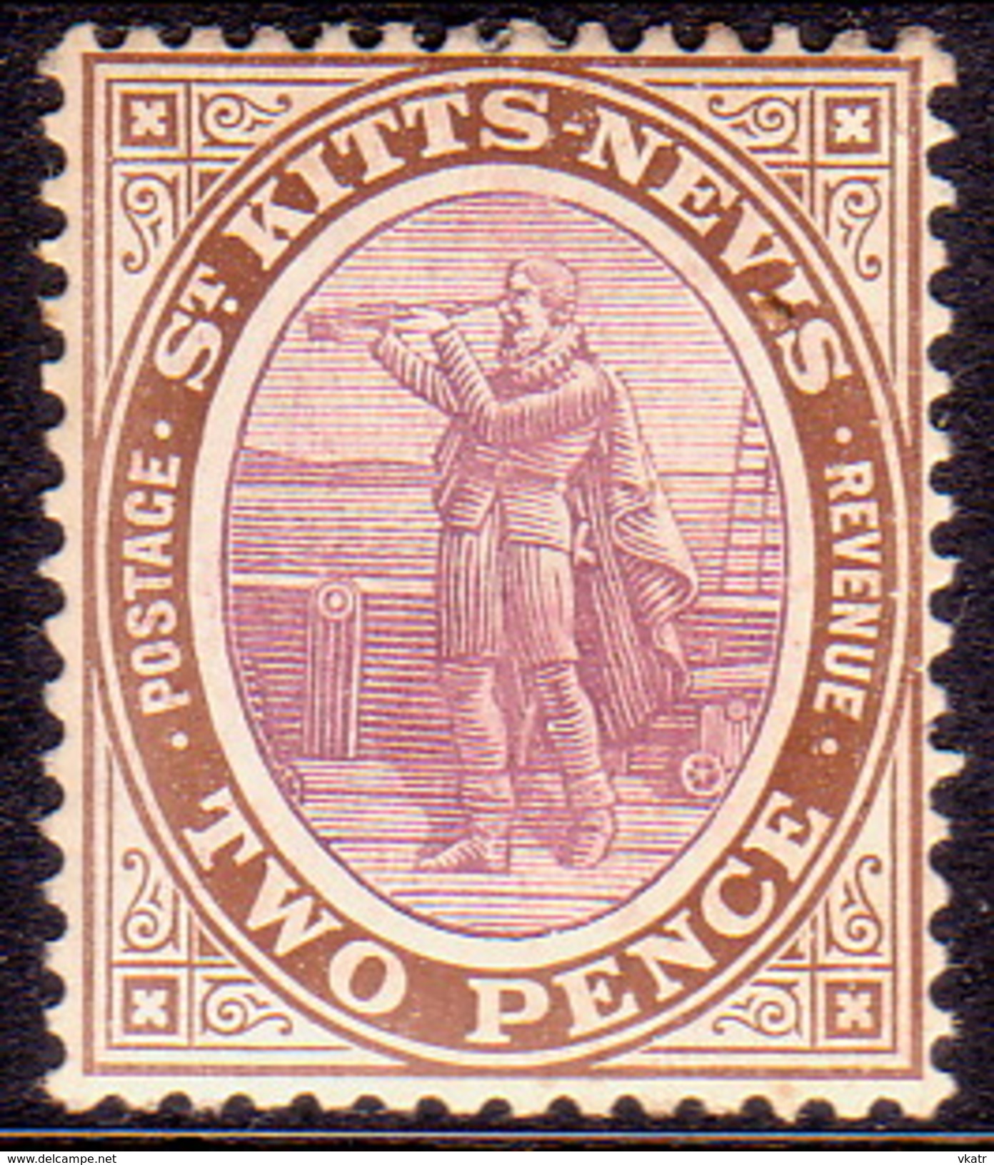 ST KITTS_NEVIS 1906 SG #15a 2d MH Wmk Mult.Crown CA Chalk-surfaced Paper - St.Christopher-Nevis-Anguilla (...-1980)