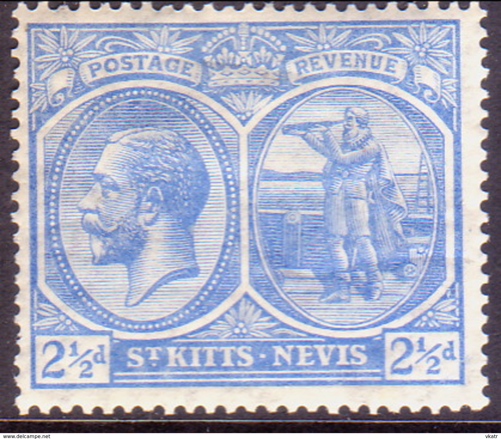 ST KITTS_NEVIS 1922 SG #42 2½d Pale Bright Blue MH Wmk Mult. Script CA - St.Christopher-Nevis-Anguilla (...-1980)