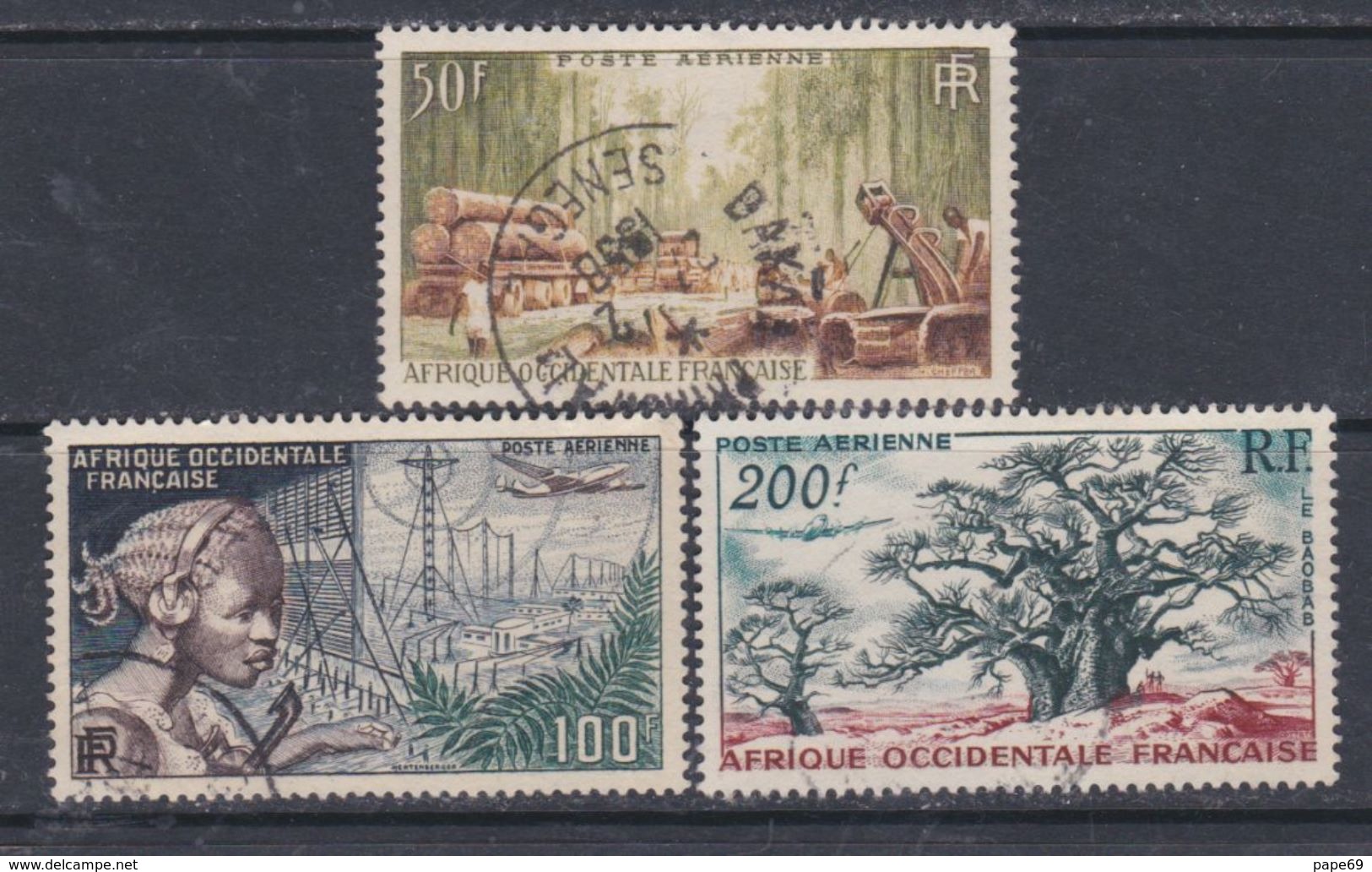 A. O. F.   P. A.  N° 18 / 20 O   Communications Et Flore, Les 3 Valeurs  Oblitérations Moyennes Sinon TB - Used Stamps