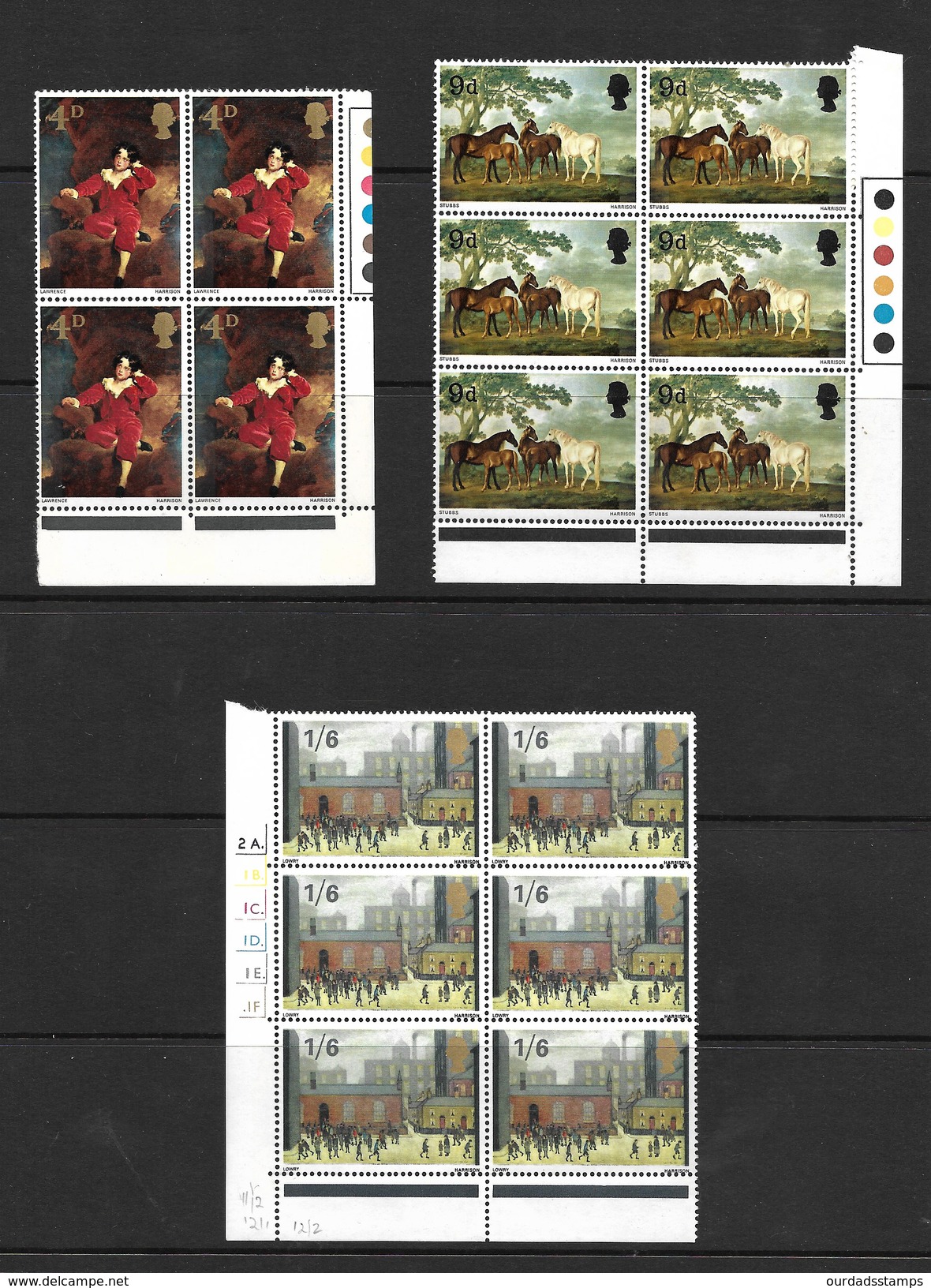 GB QEII 1967 British Paintings, Full Set In MNH Blocks Of 4 Or 6 (5183) - Blocks & Miniature Sheets